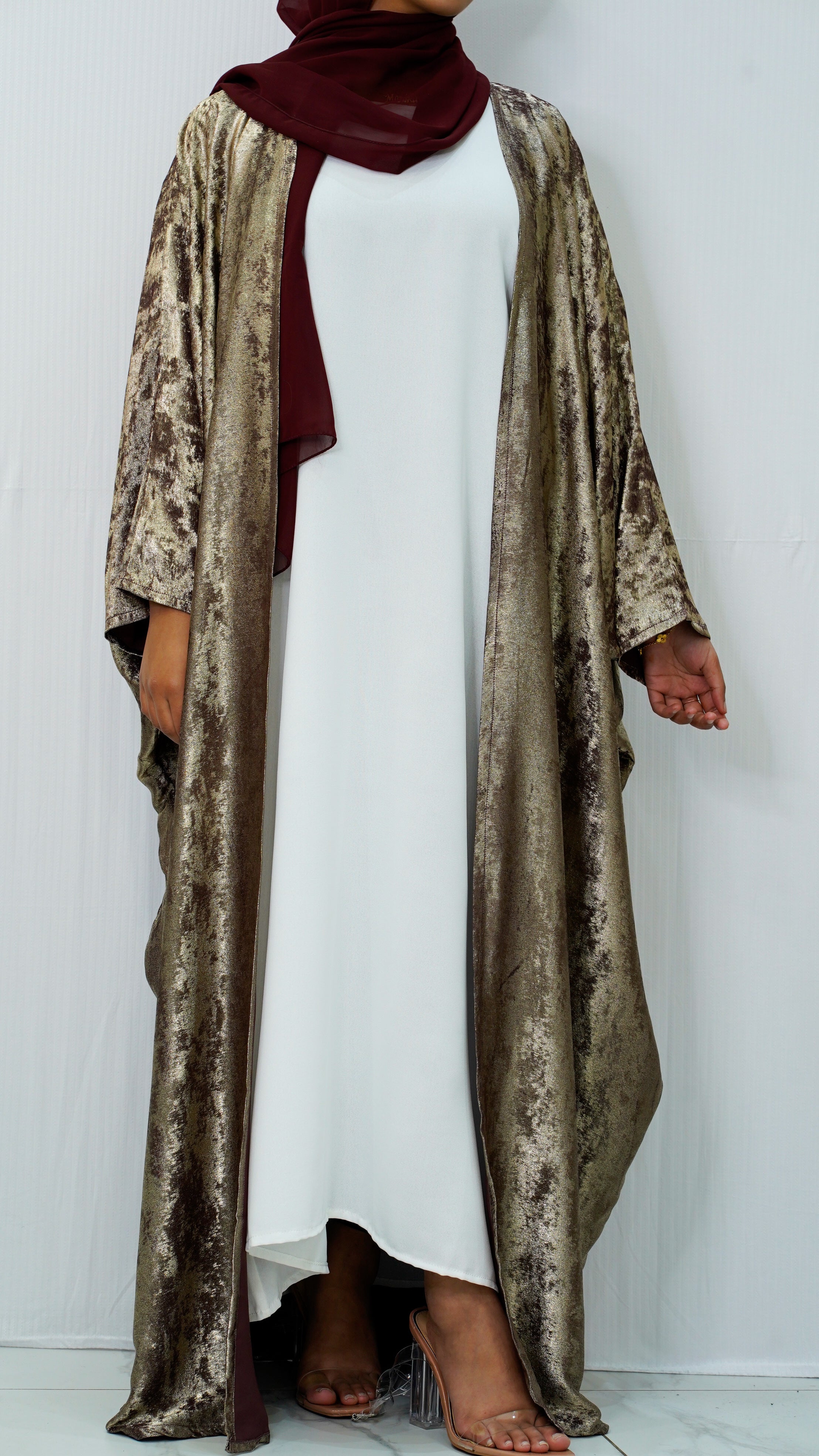 Shimmer Brown and Gold Abaya
