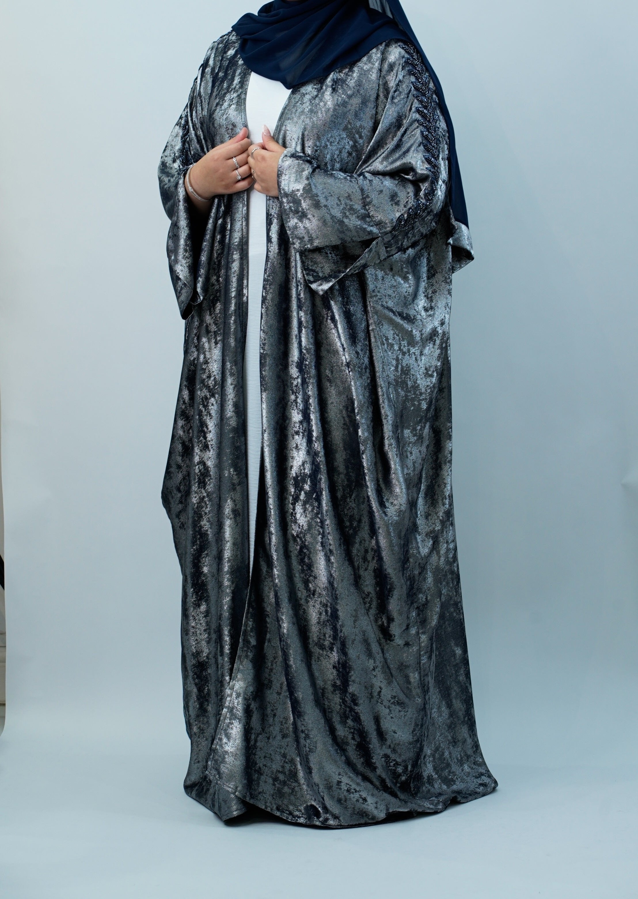Shimmer Navy Handwork Abaya