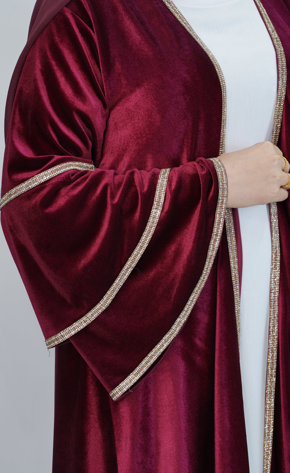 Rana Velvet Maroon Abaya
