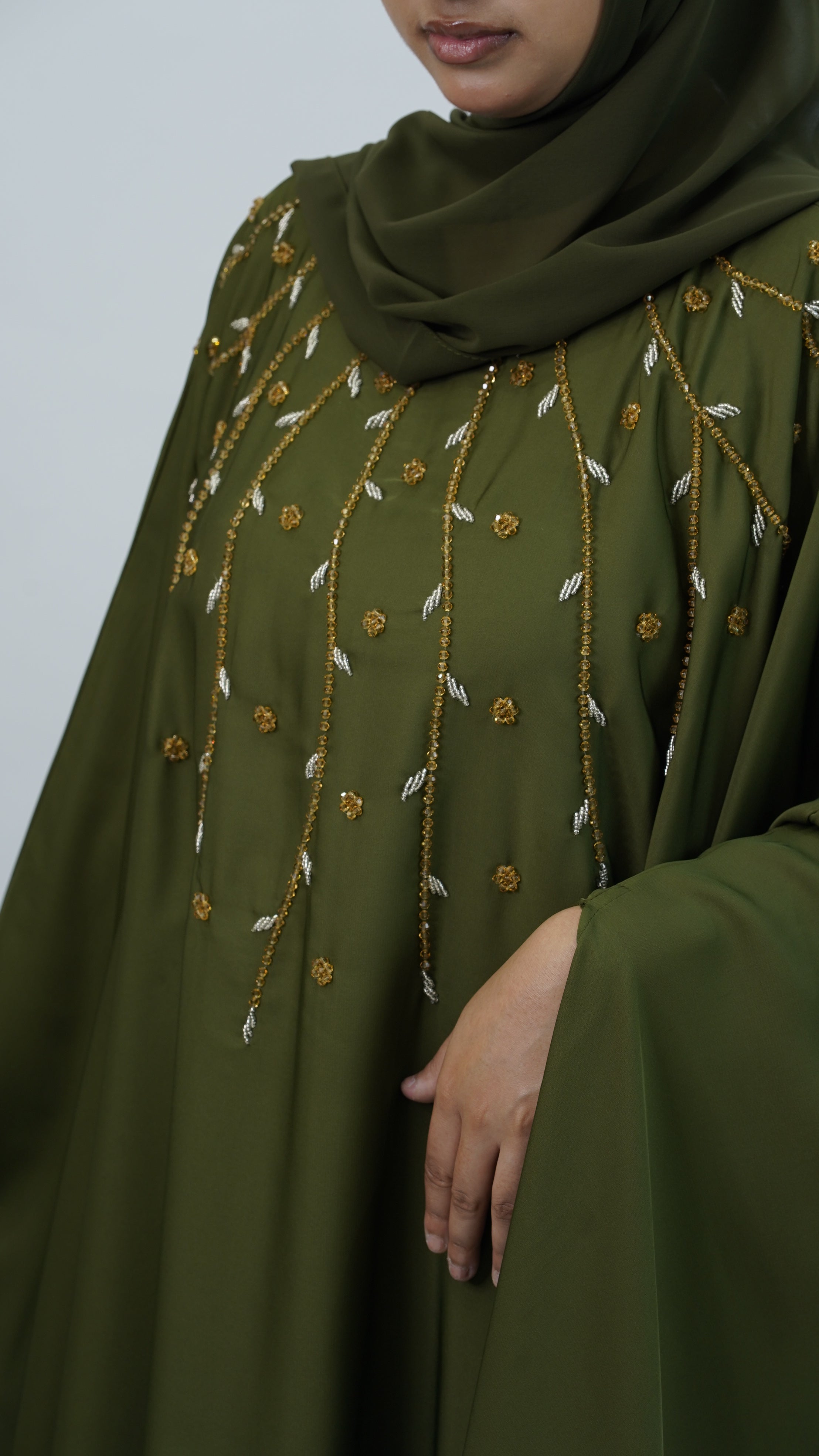 Green Embroidery Kaftan