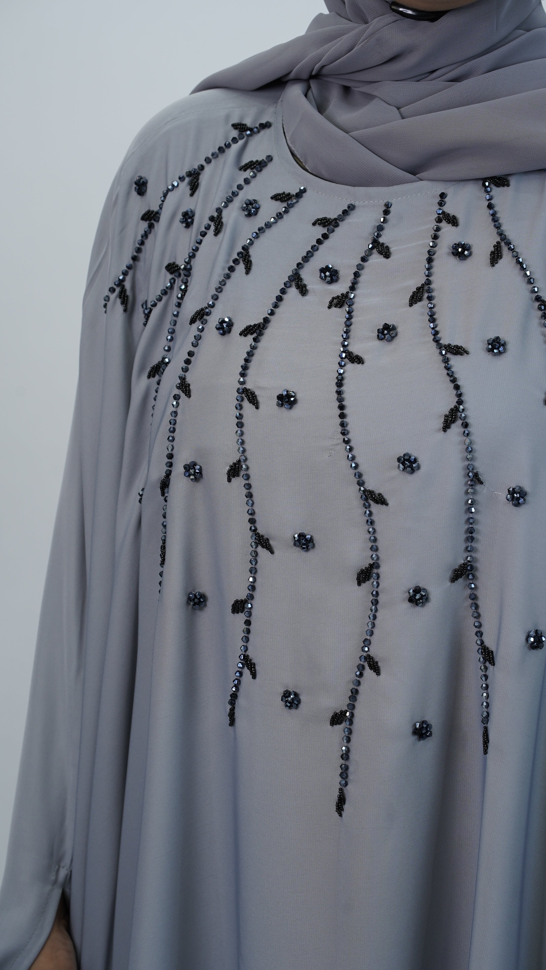 Grey Embroidery Kaftan