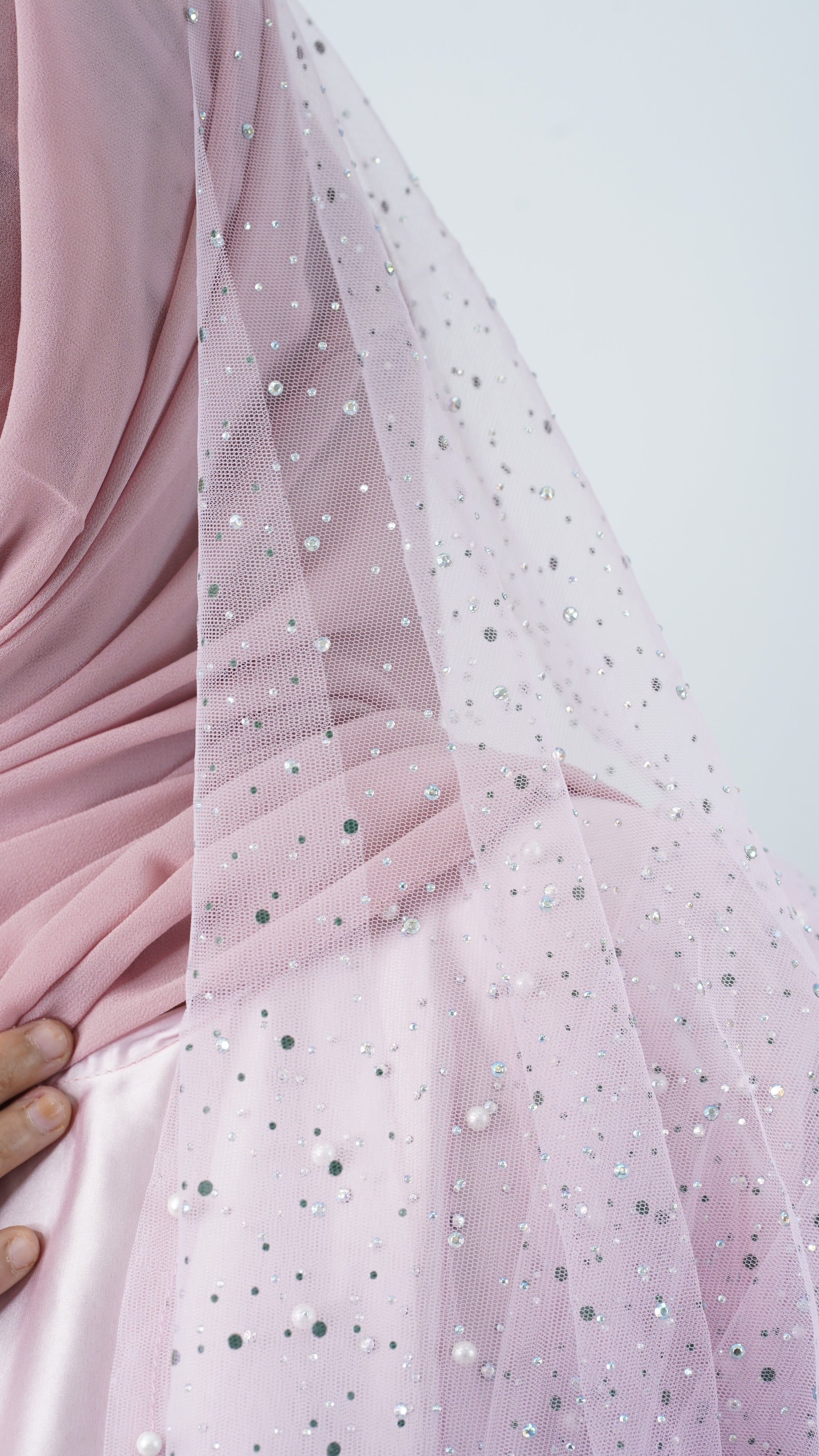 Stone Net Farasha Abaya Pink