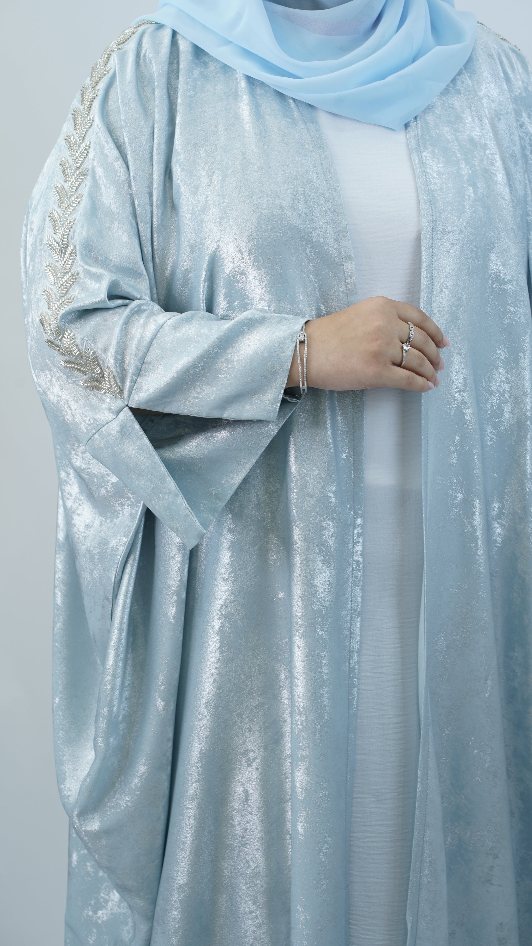 Shimmer Blue Handwork Abaya