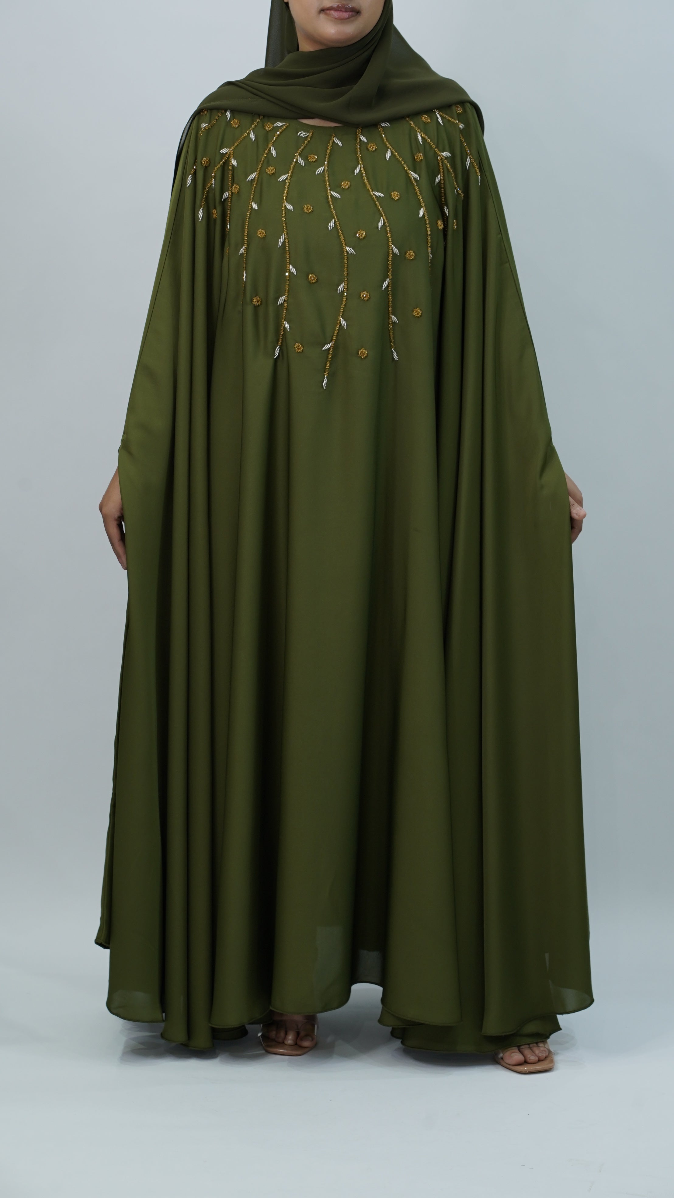 Green Embroidery Kaftan