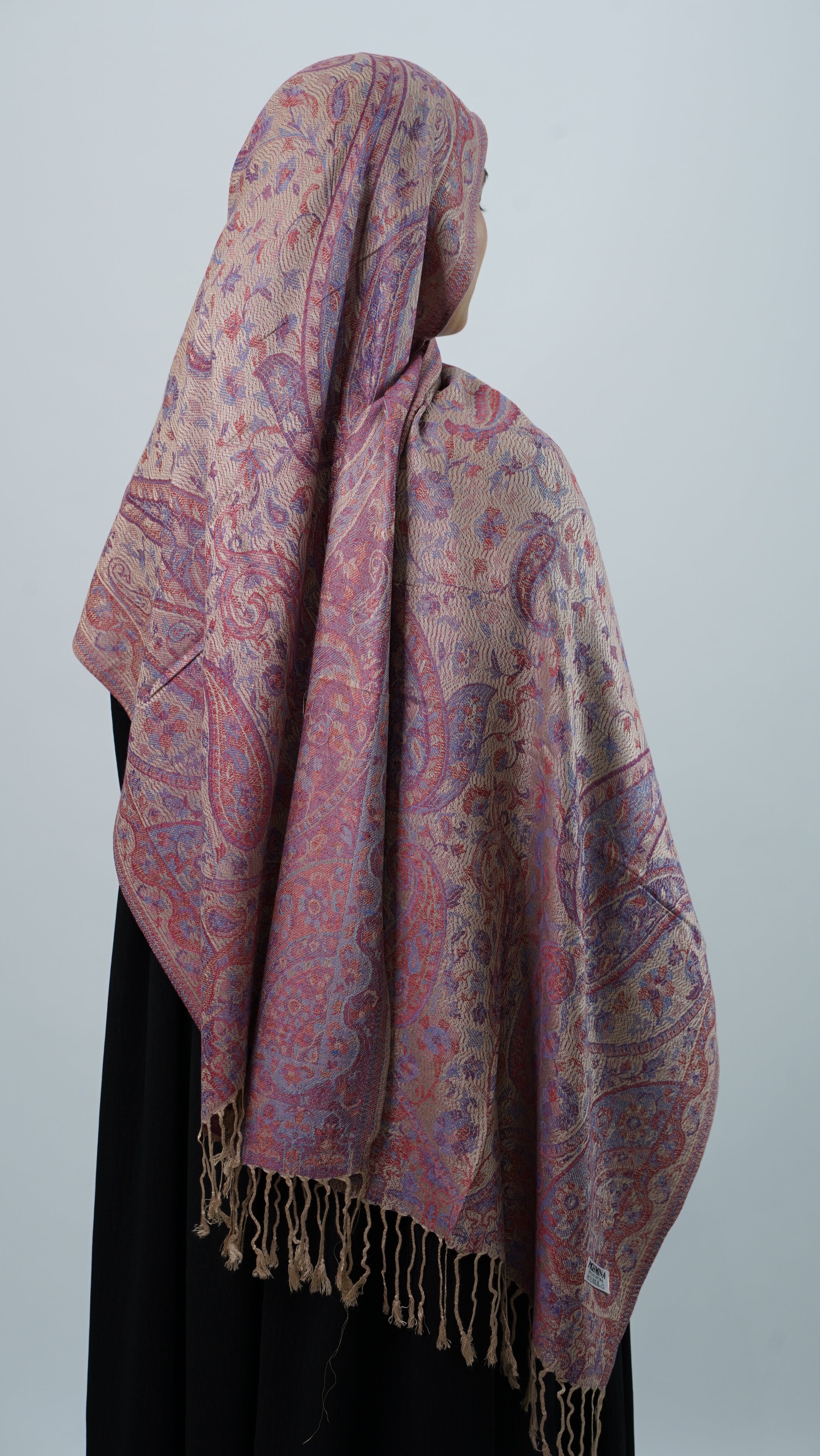 Pashmina Pink Orange Floral Shawl