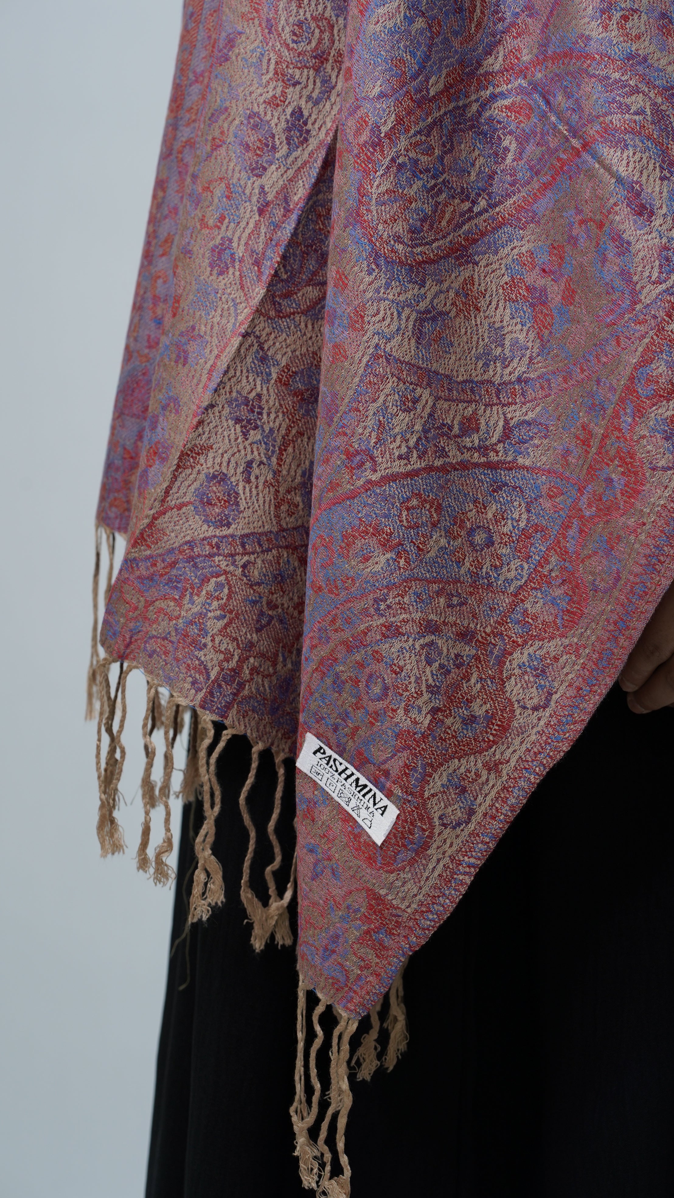 Pashmina Pink Orange Floral Shawl
