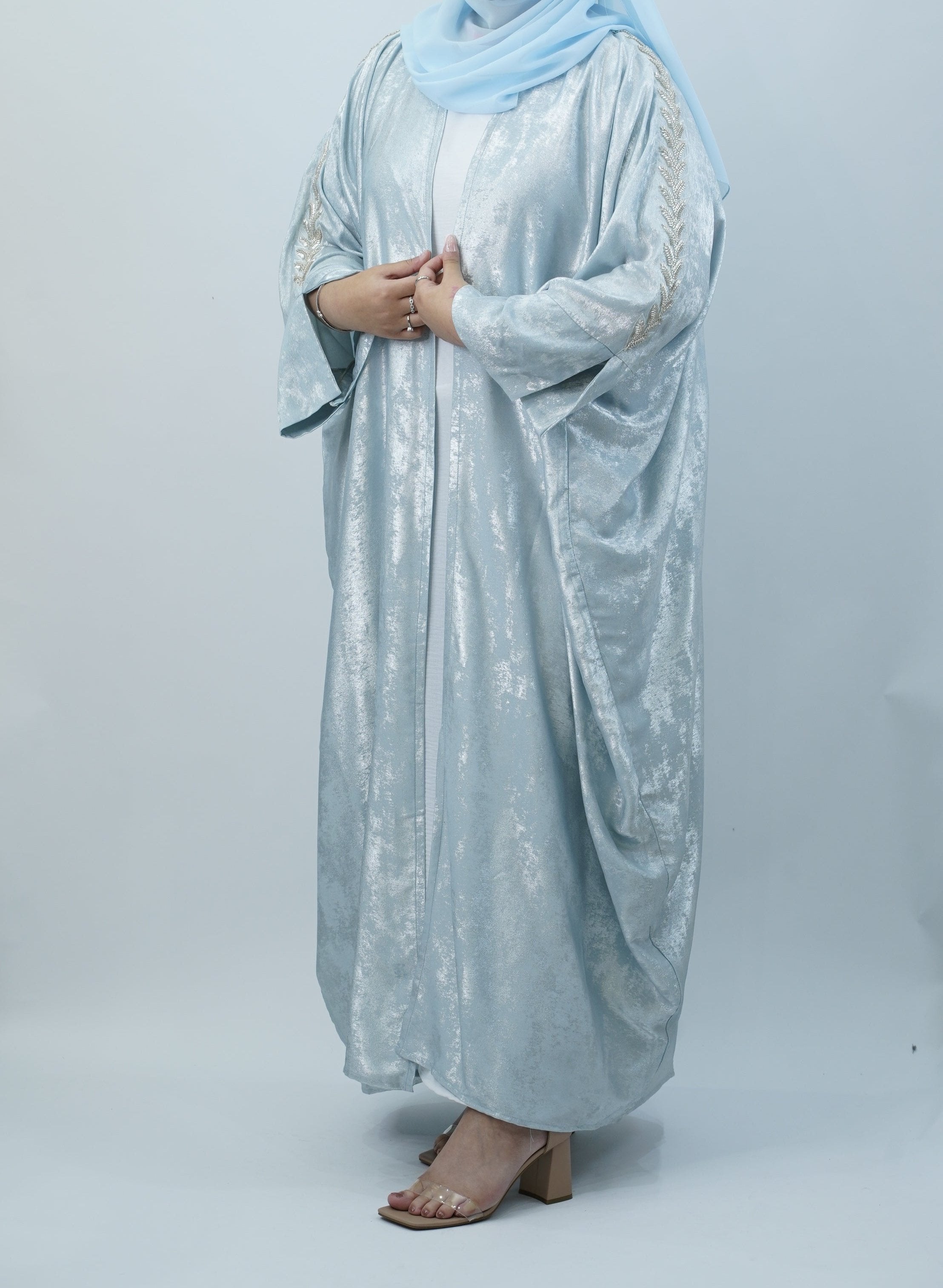 Shimmer Blue Handwork Abaya