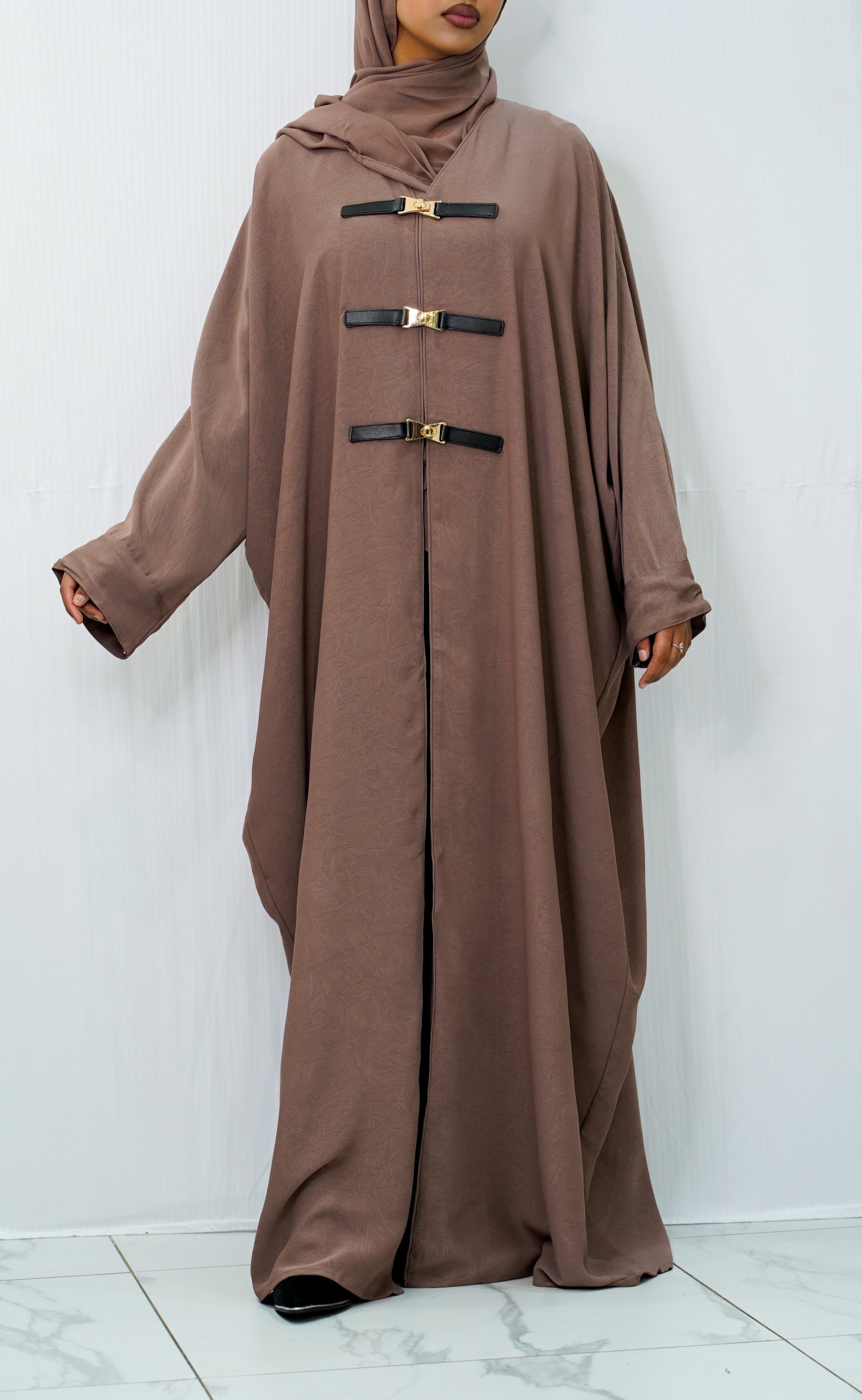 Brown Triple Belt Abaya