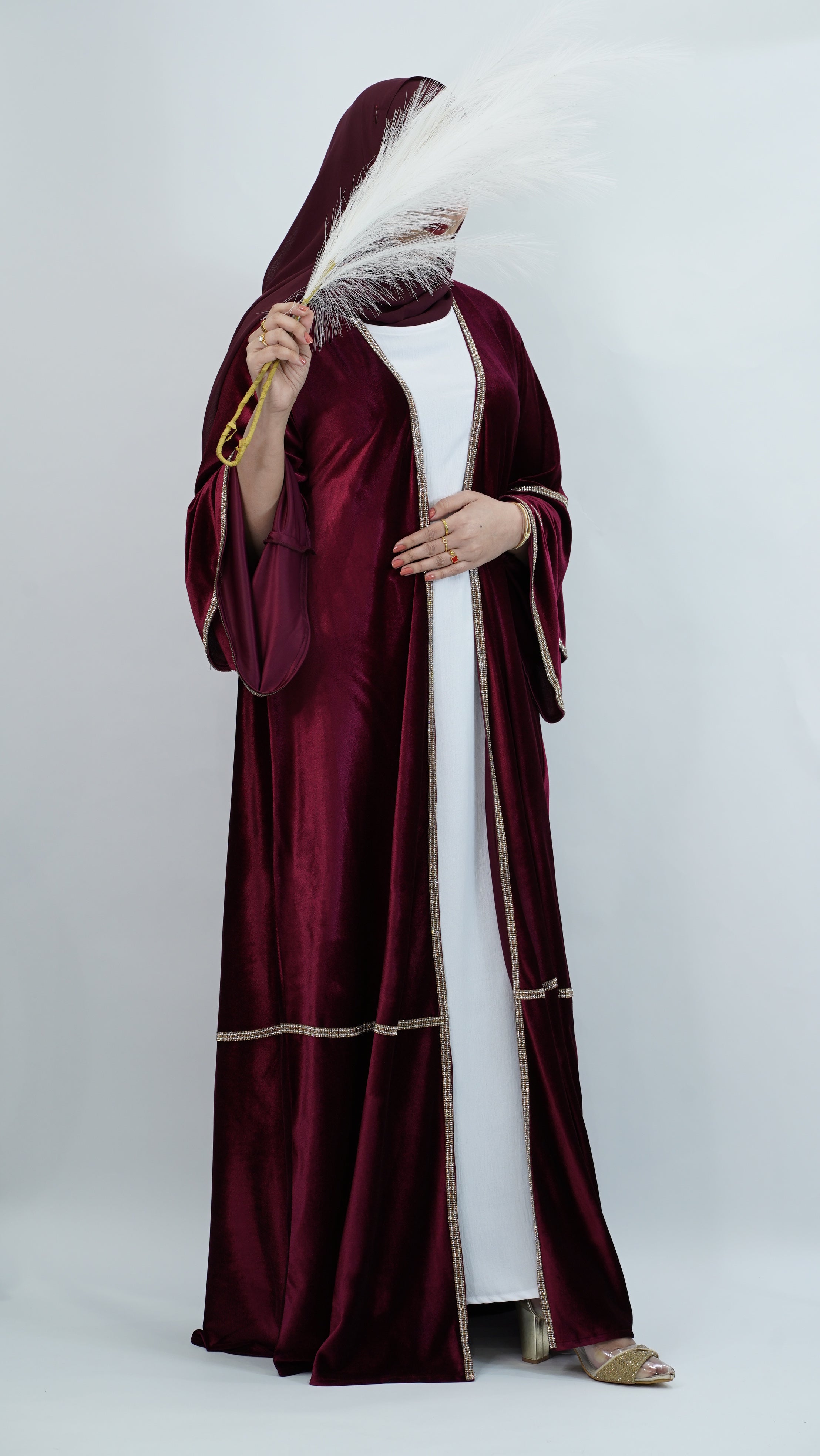 Rana Velvet Maroon Abaya