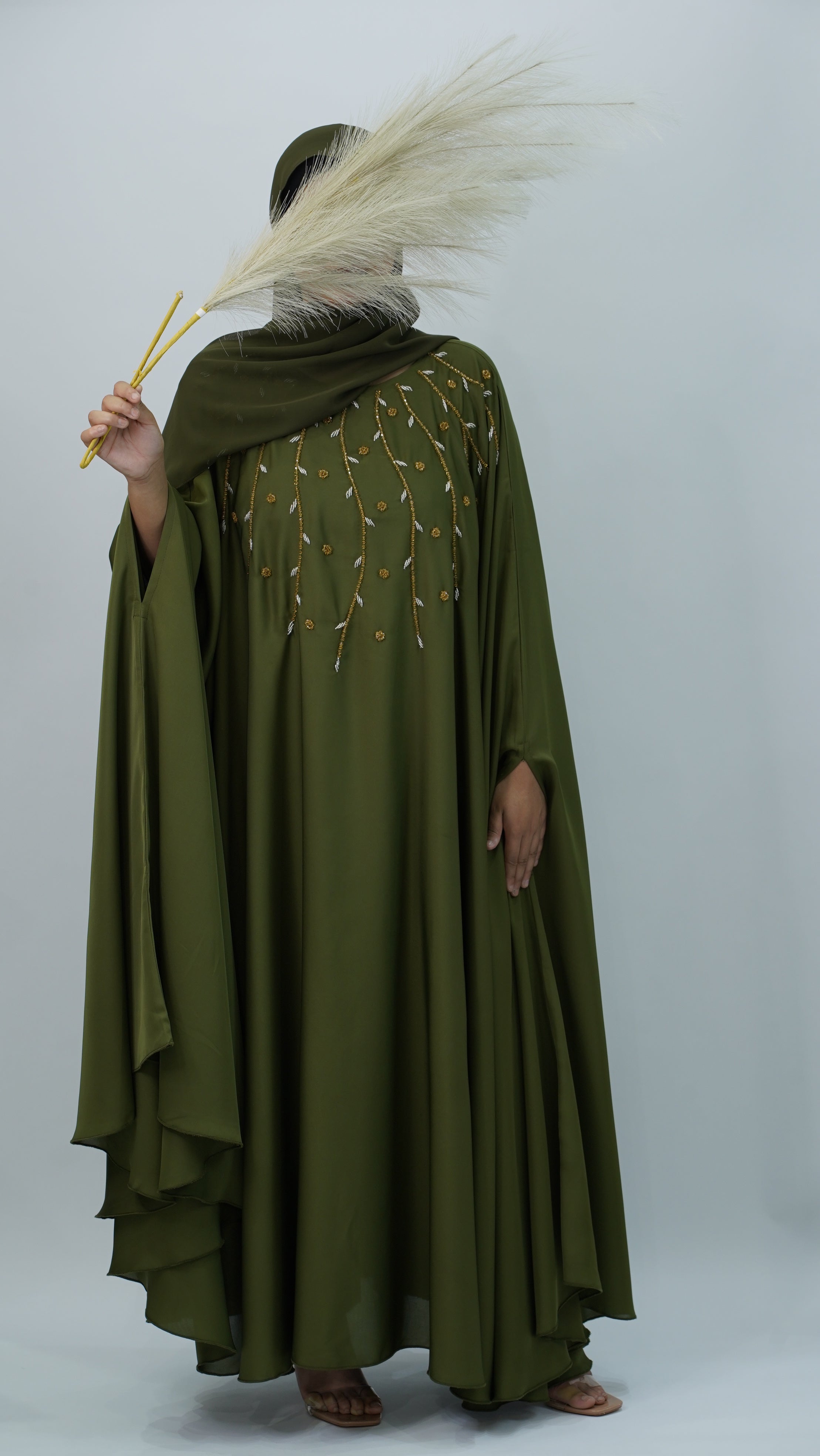 Green Embroidery Kaftan