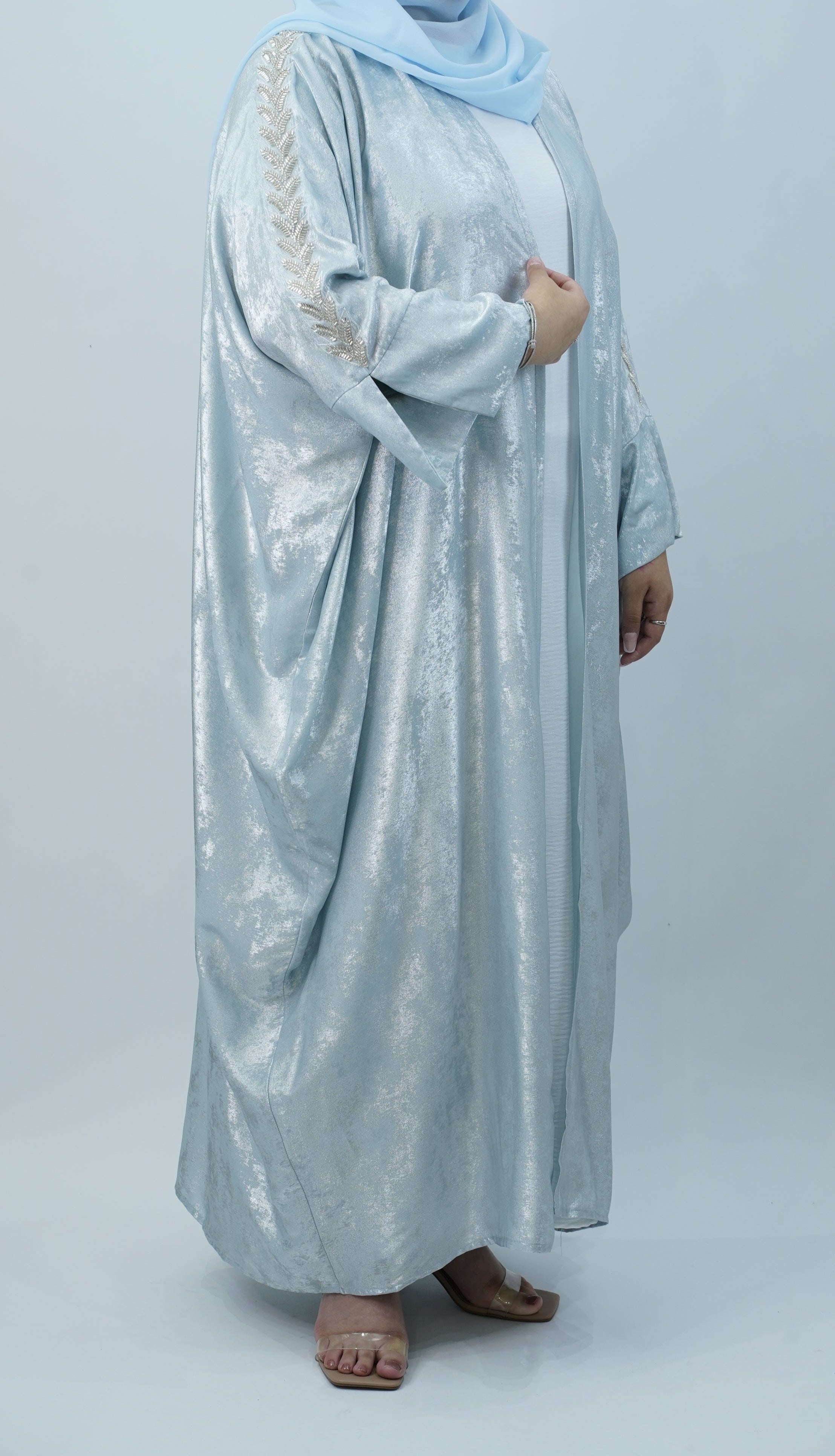 Shimmer Blue Handwork Abaya