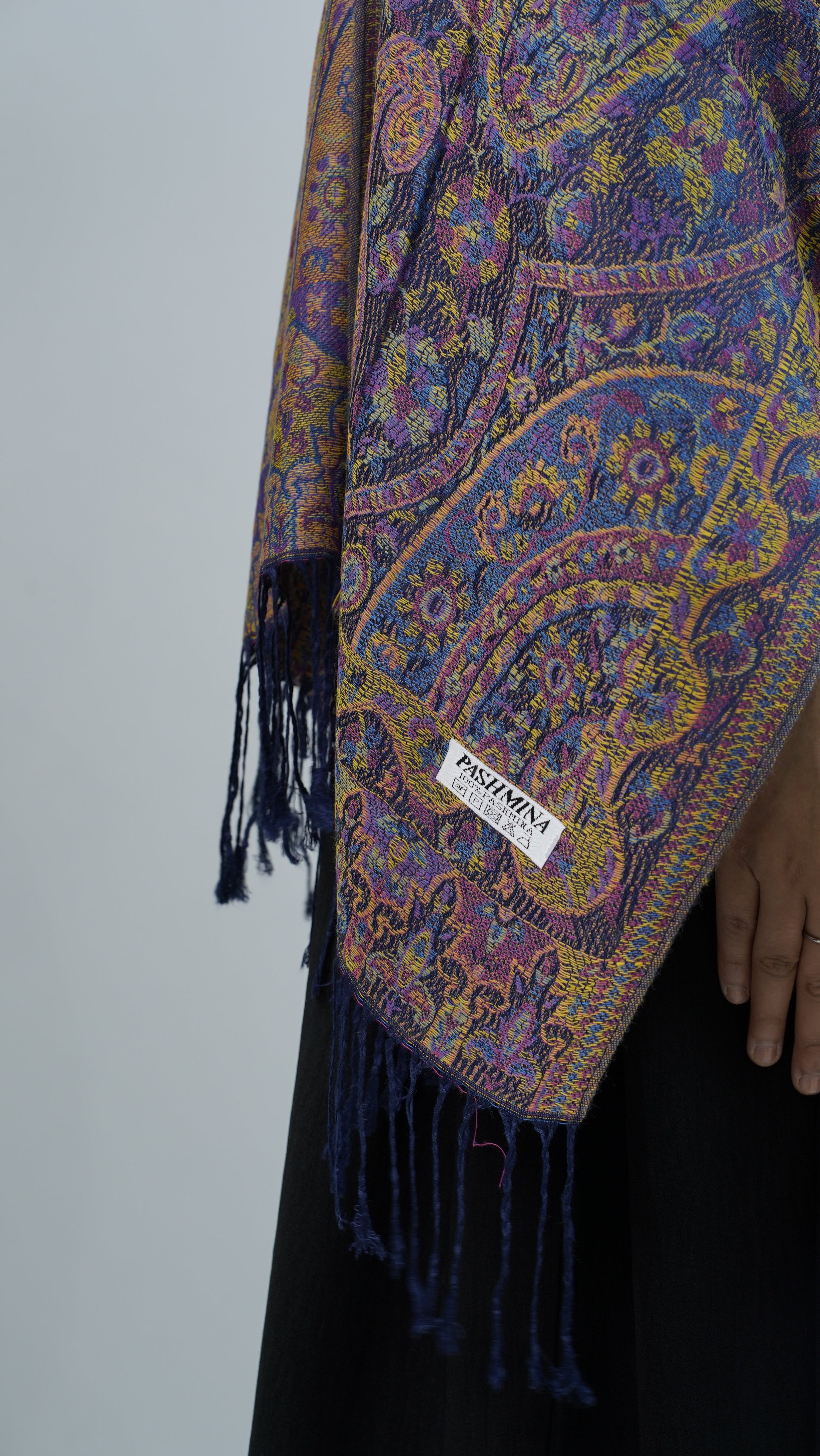 Pashmina Purple Mustard Floral Shawl