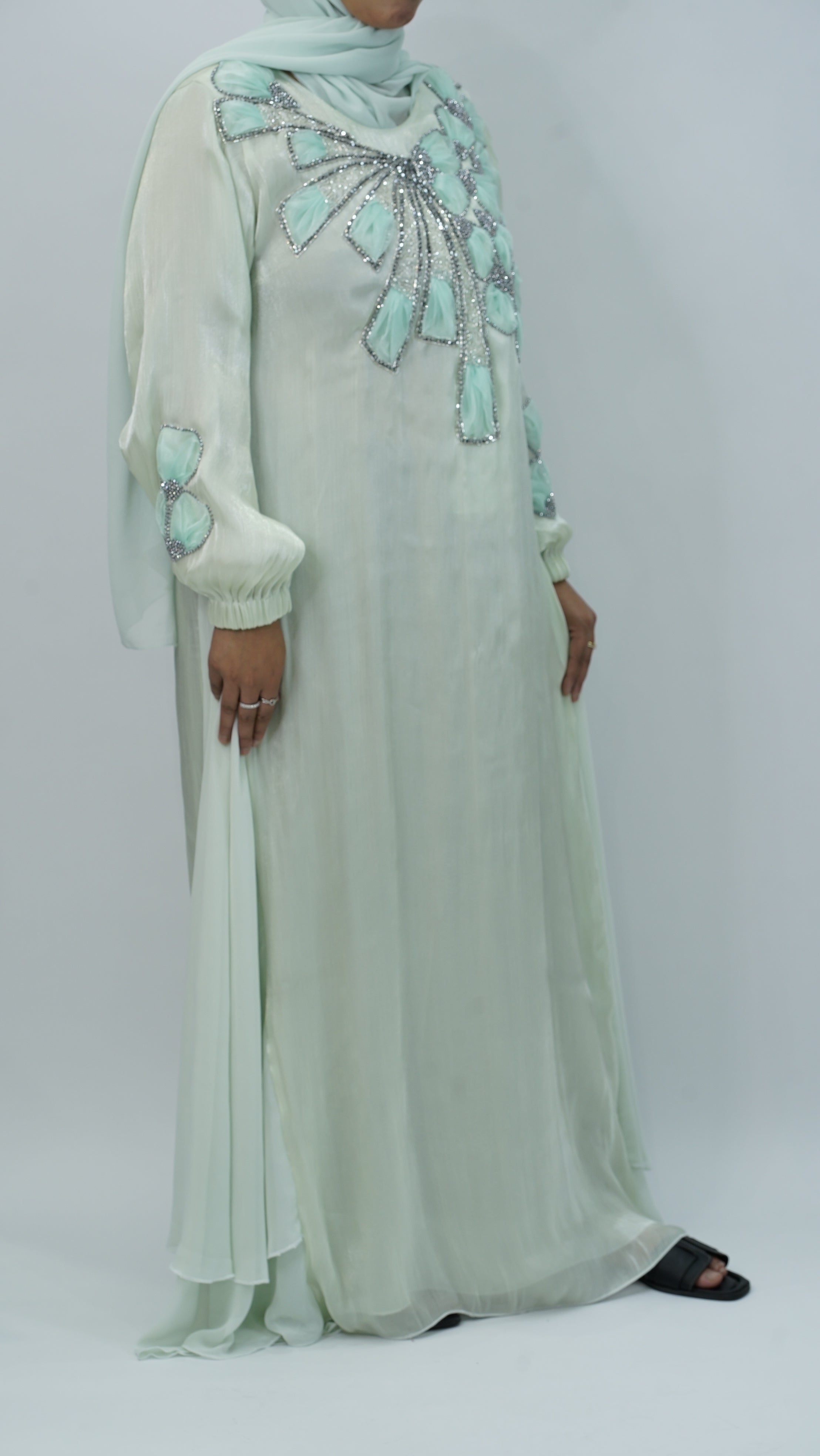 Mint Embroidery Closed Abaya