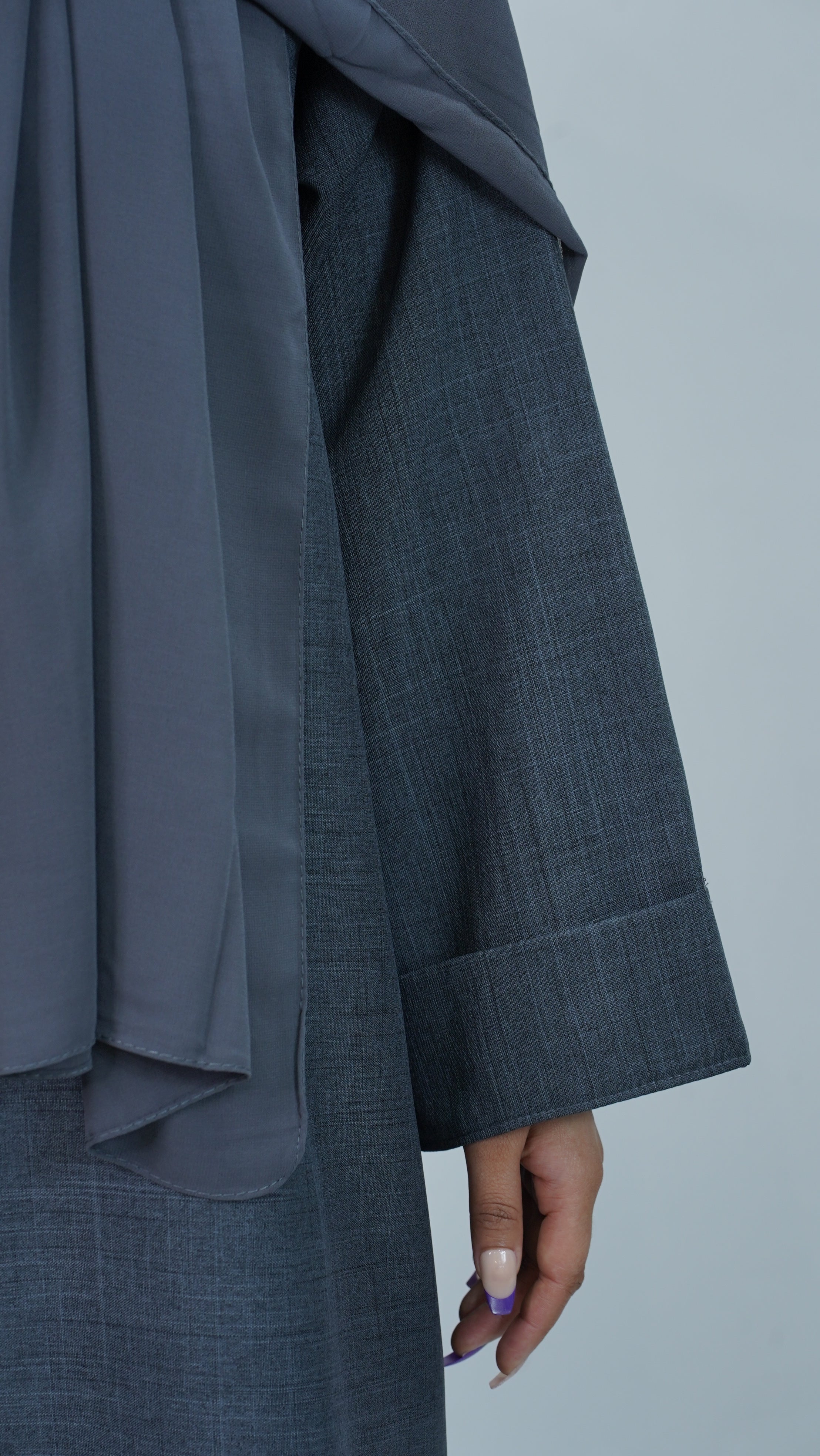 Dark Grey Linen Abaya