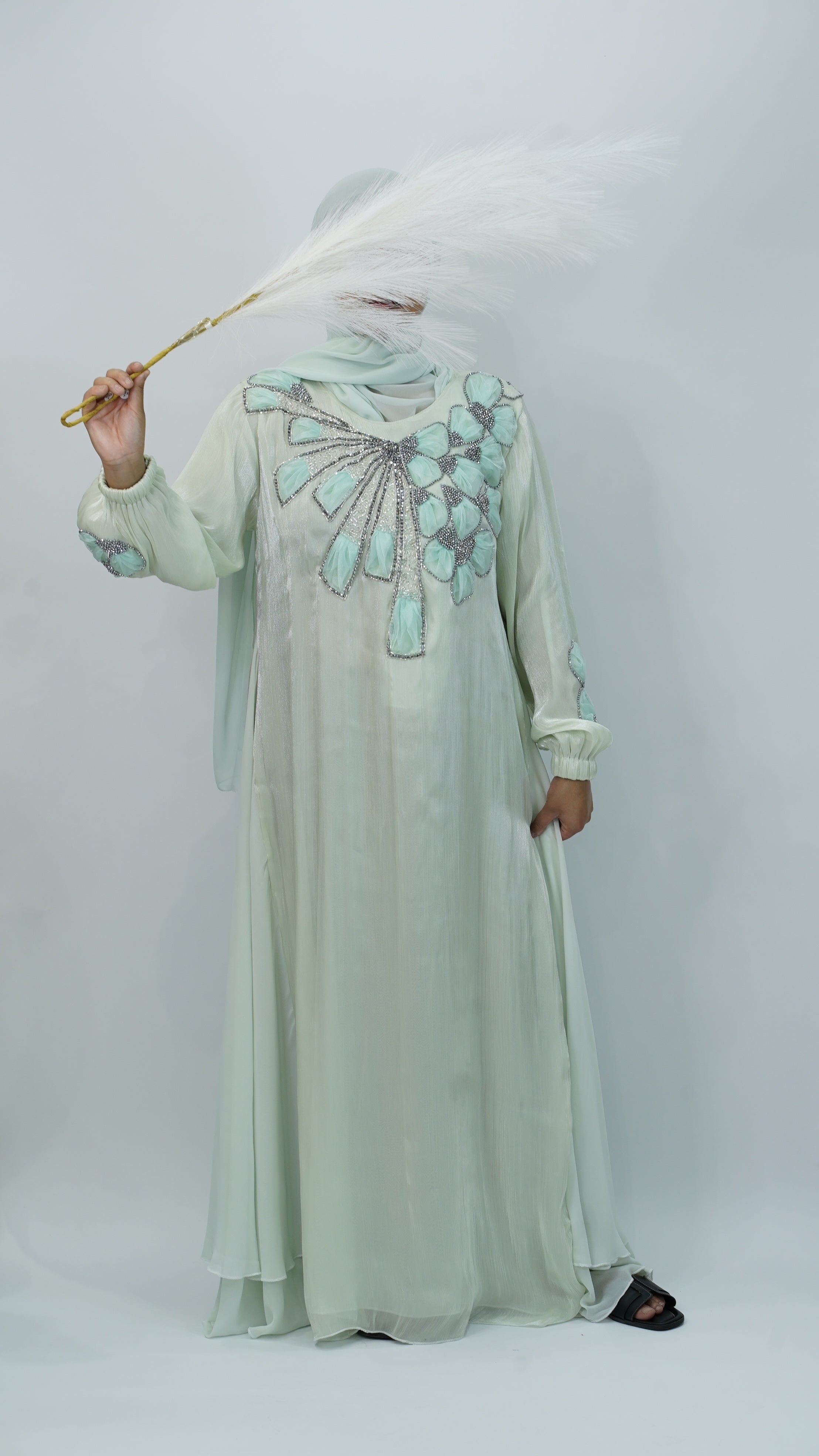 Mint Embroidery Closed Abaya