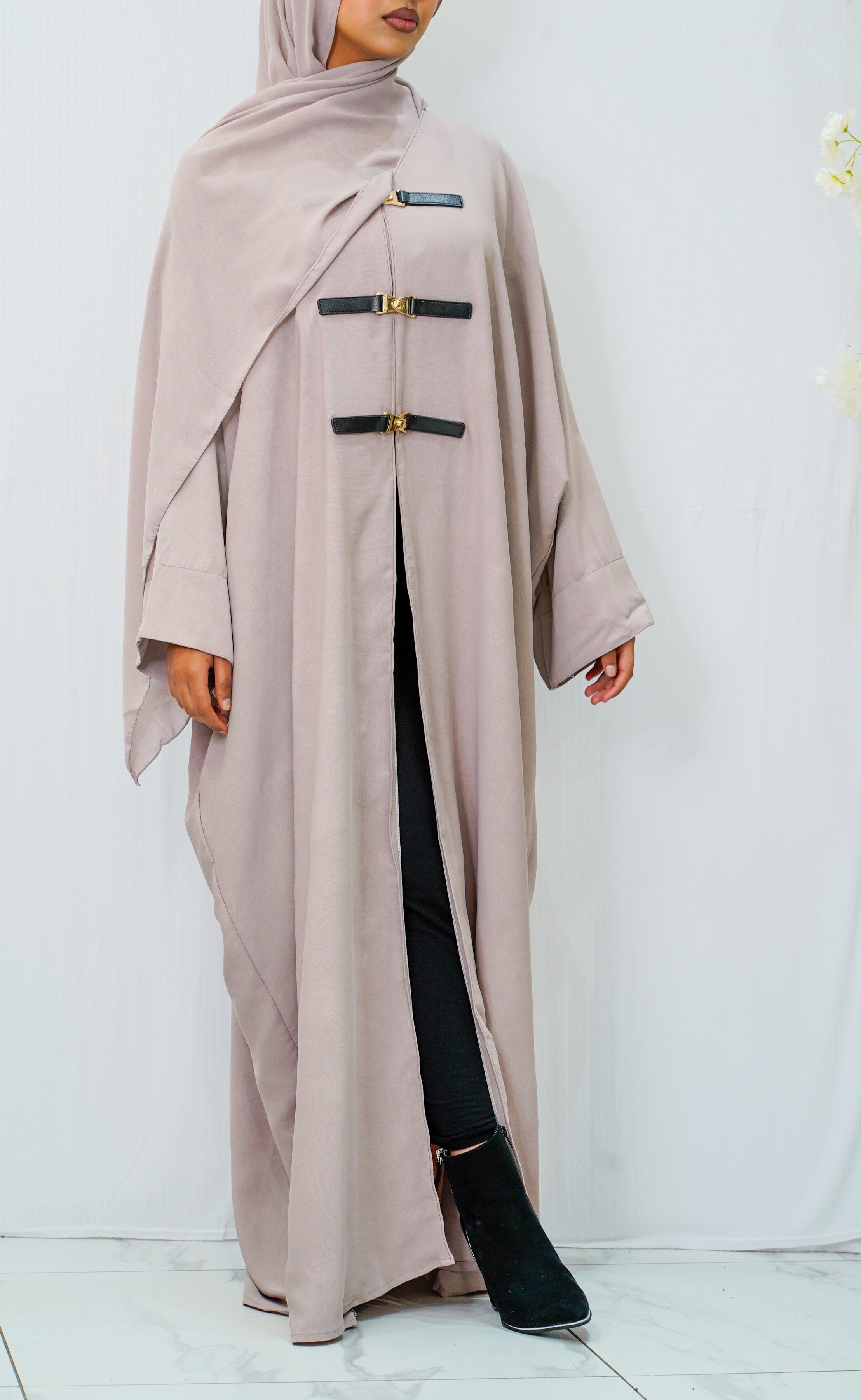 Nude Triple Belt Abaya