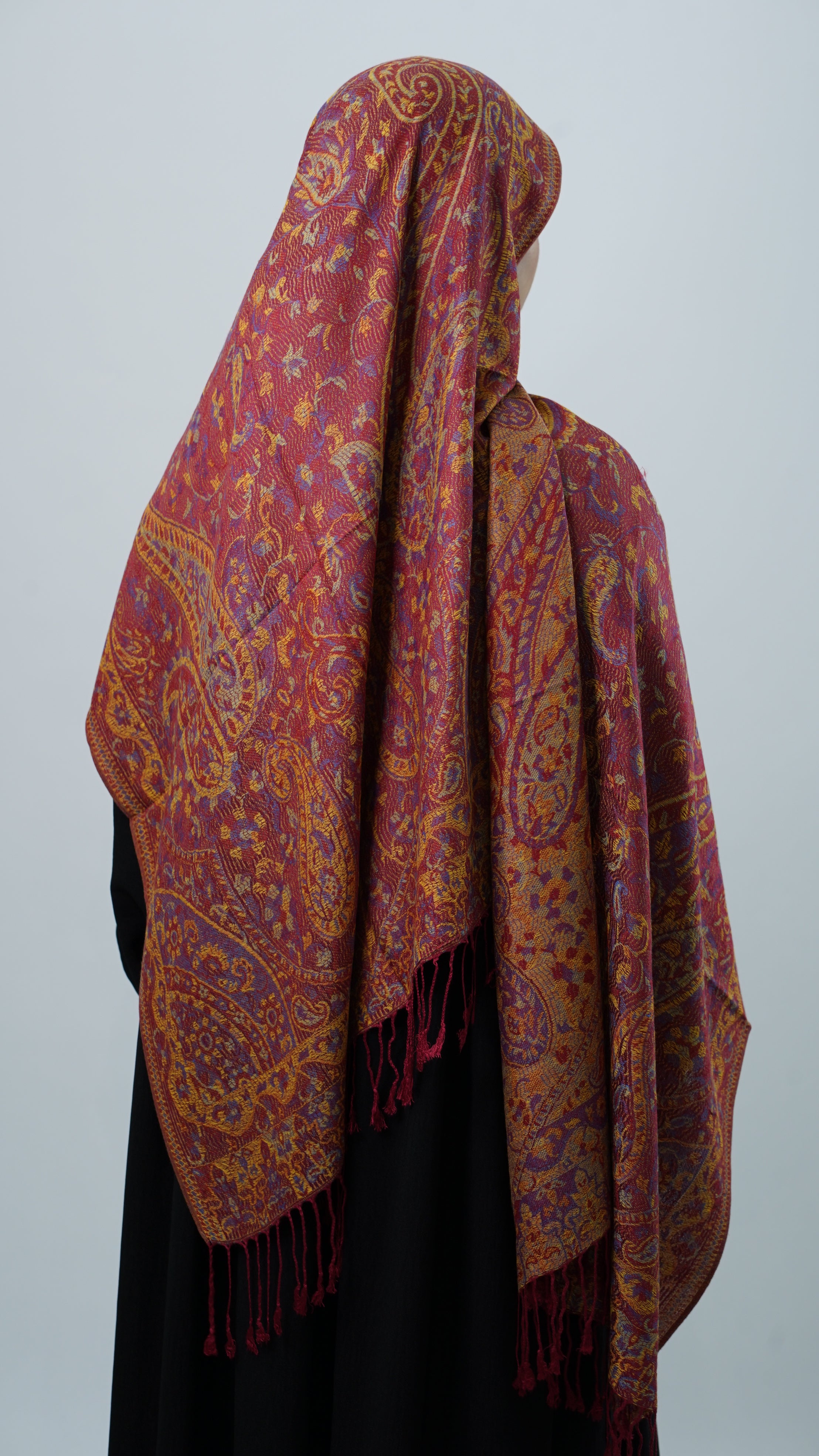 Pashmina Red Orange Floral Shawl