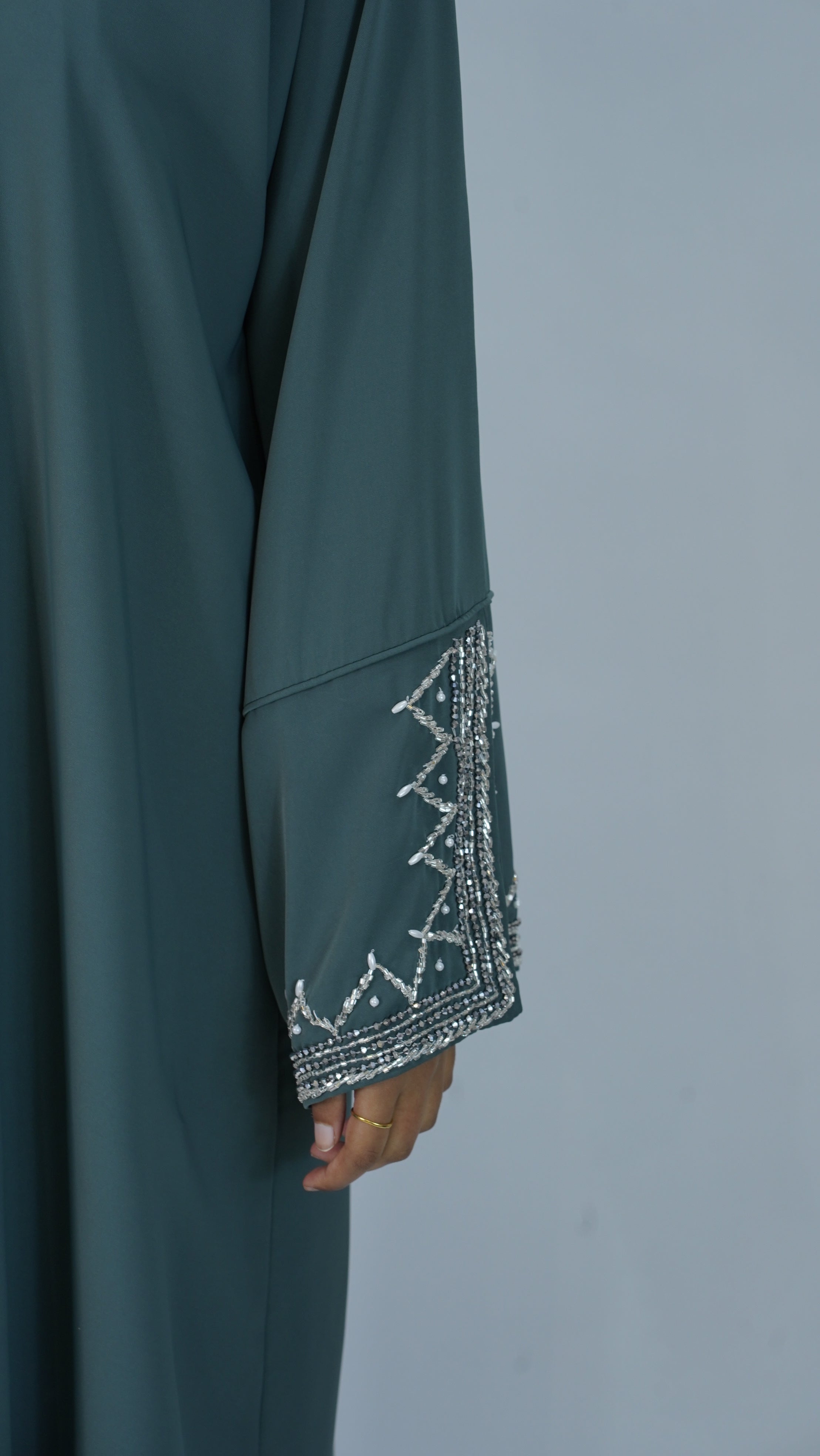 Liyana teal Embroidery Abaya