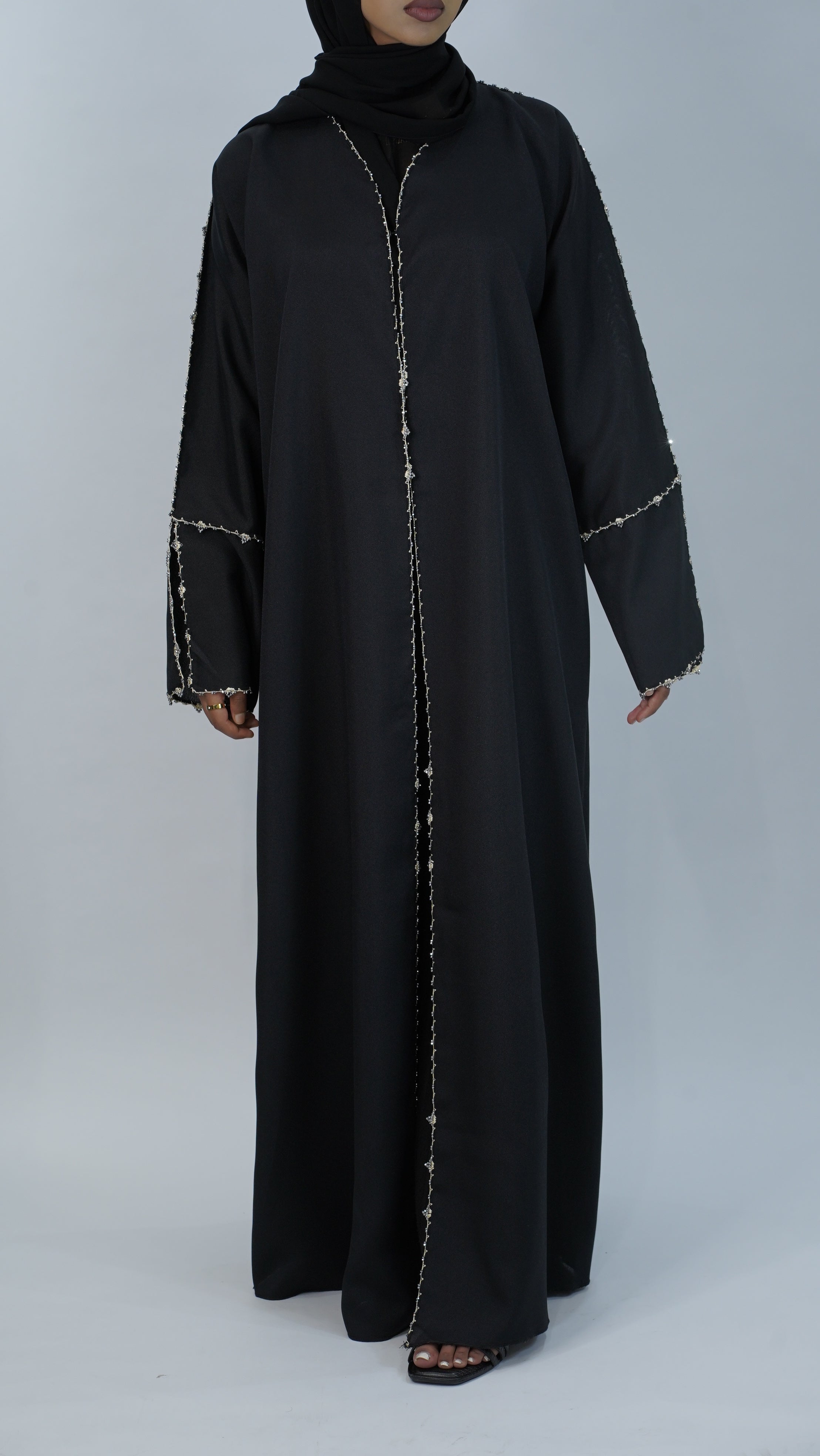 Sahar Black linen Abaya