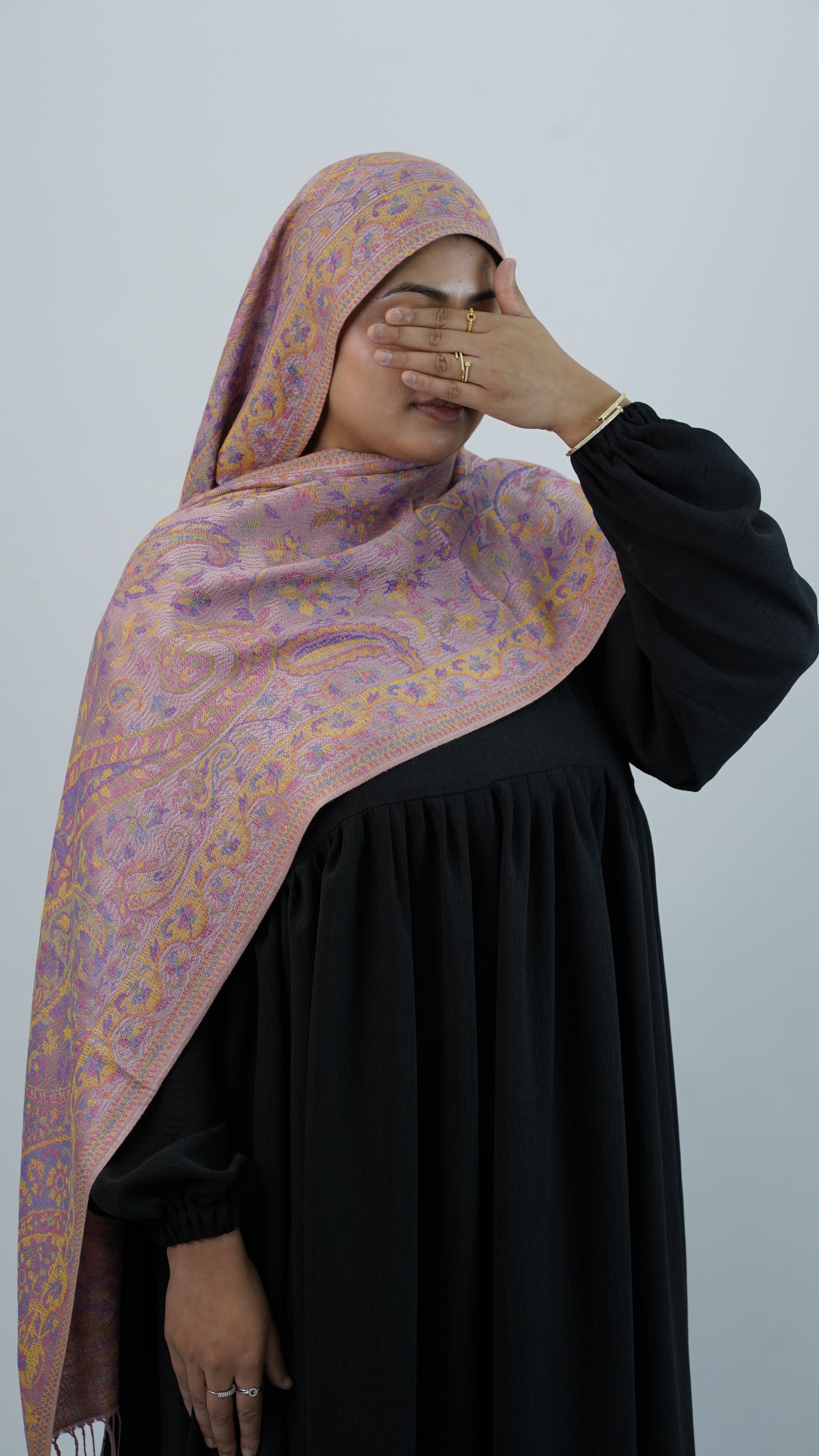 Pasmina Pink Purple Floral Shawl