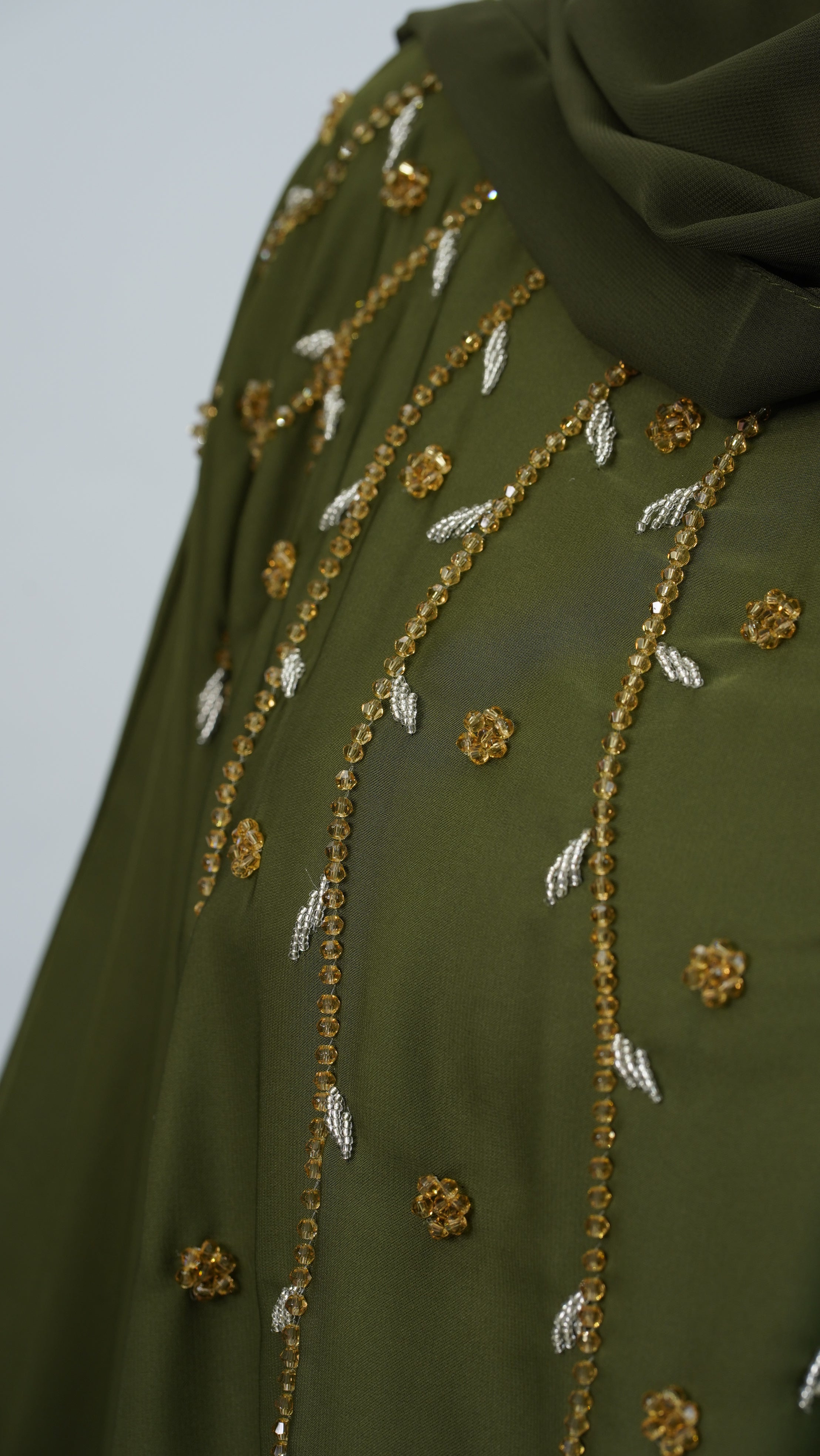 Green Embroidery Kaftan