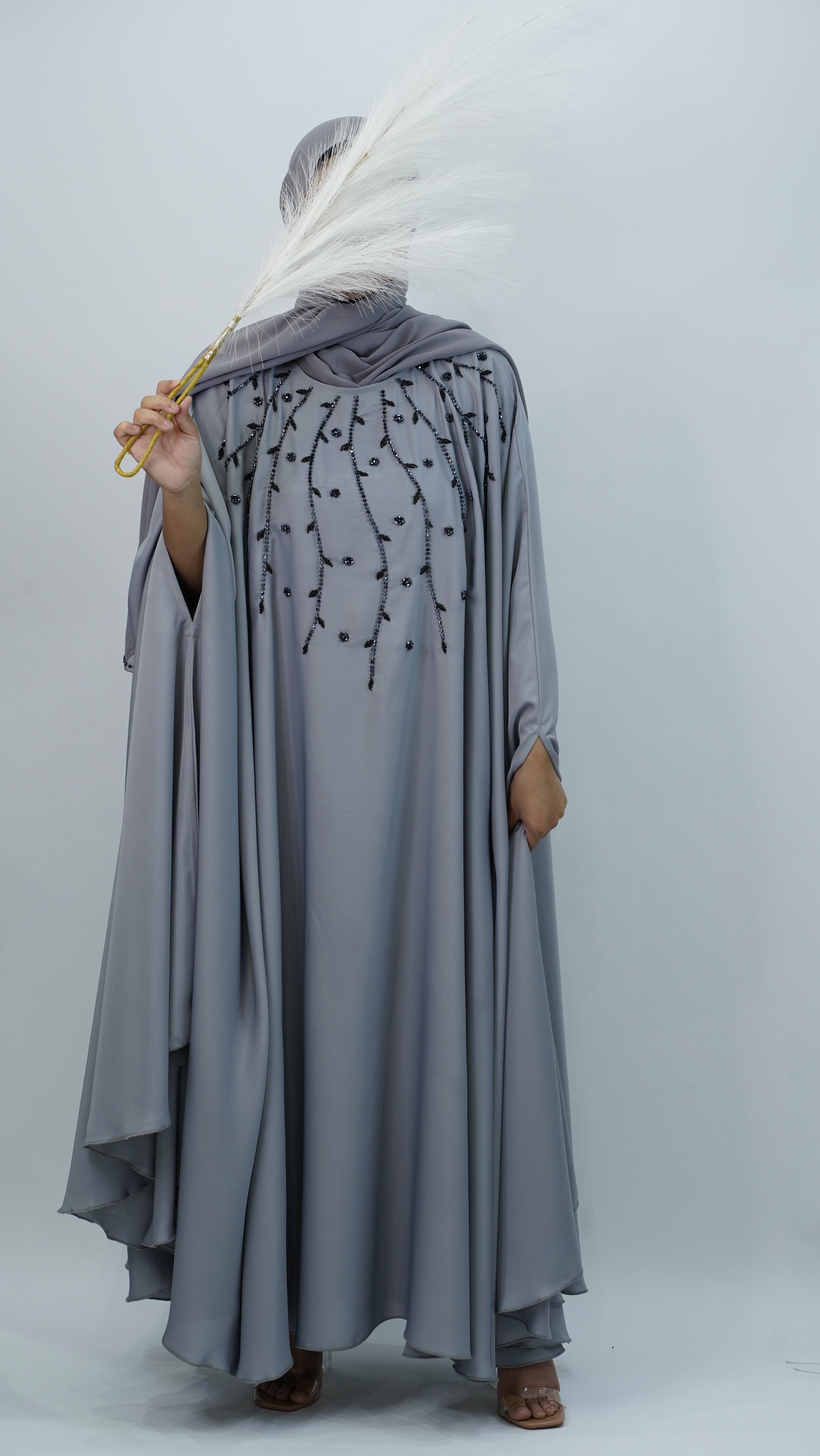 Grey Embroidery Kaftan