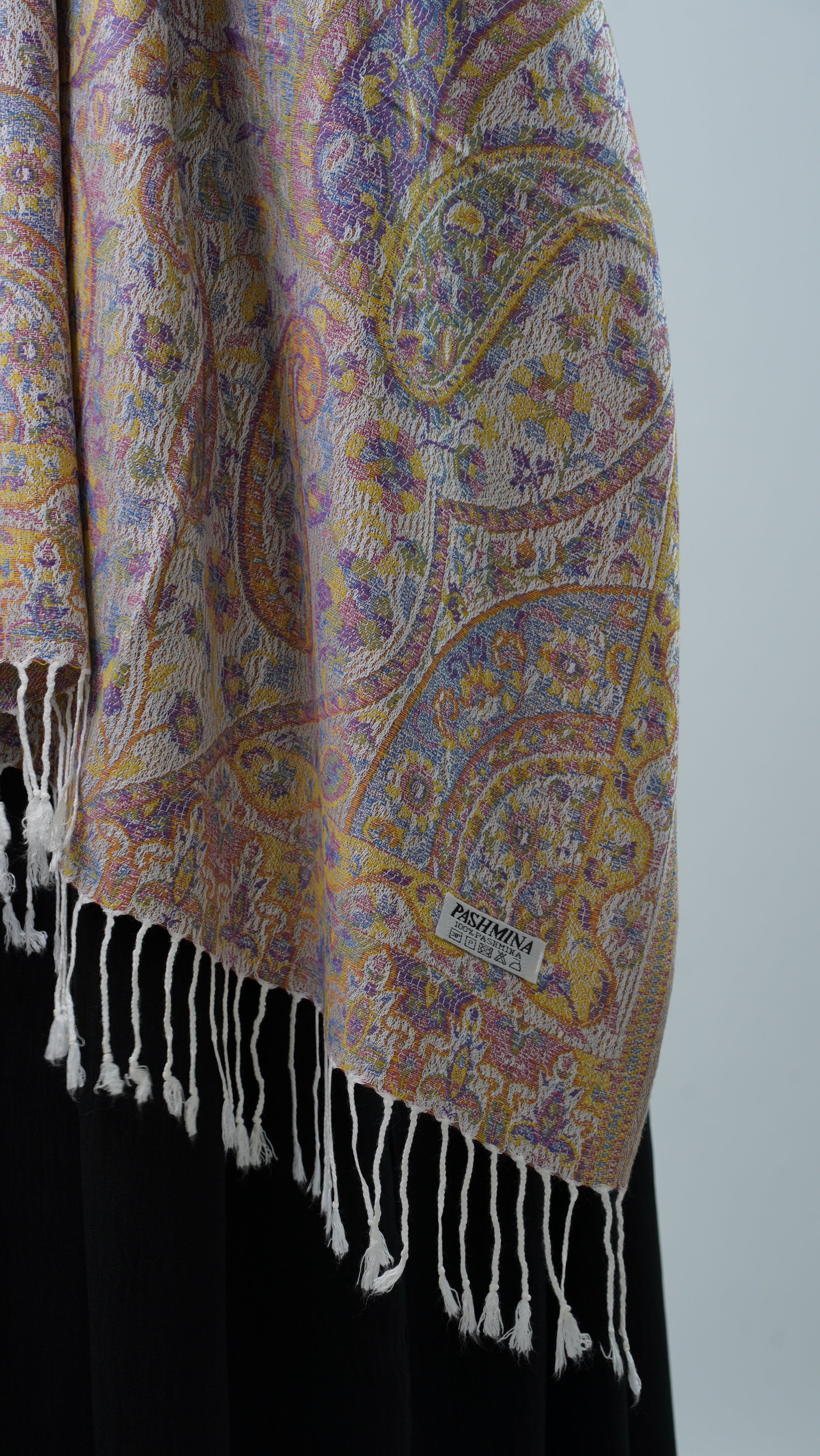 Pashmina Peach Orange Floral Shawl