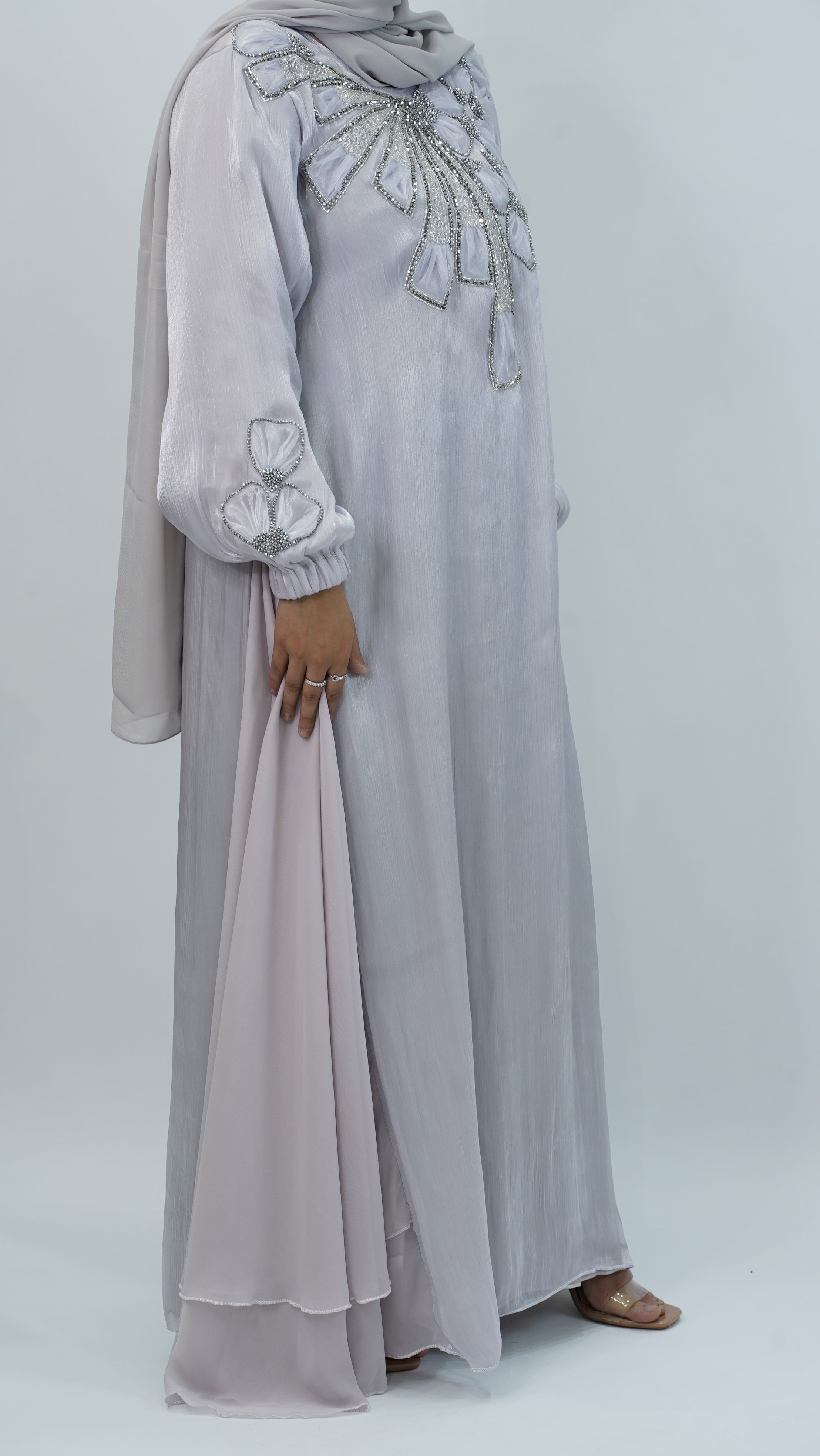 lilac embroidery closed abaya