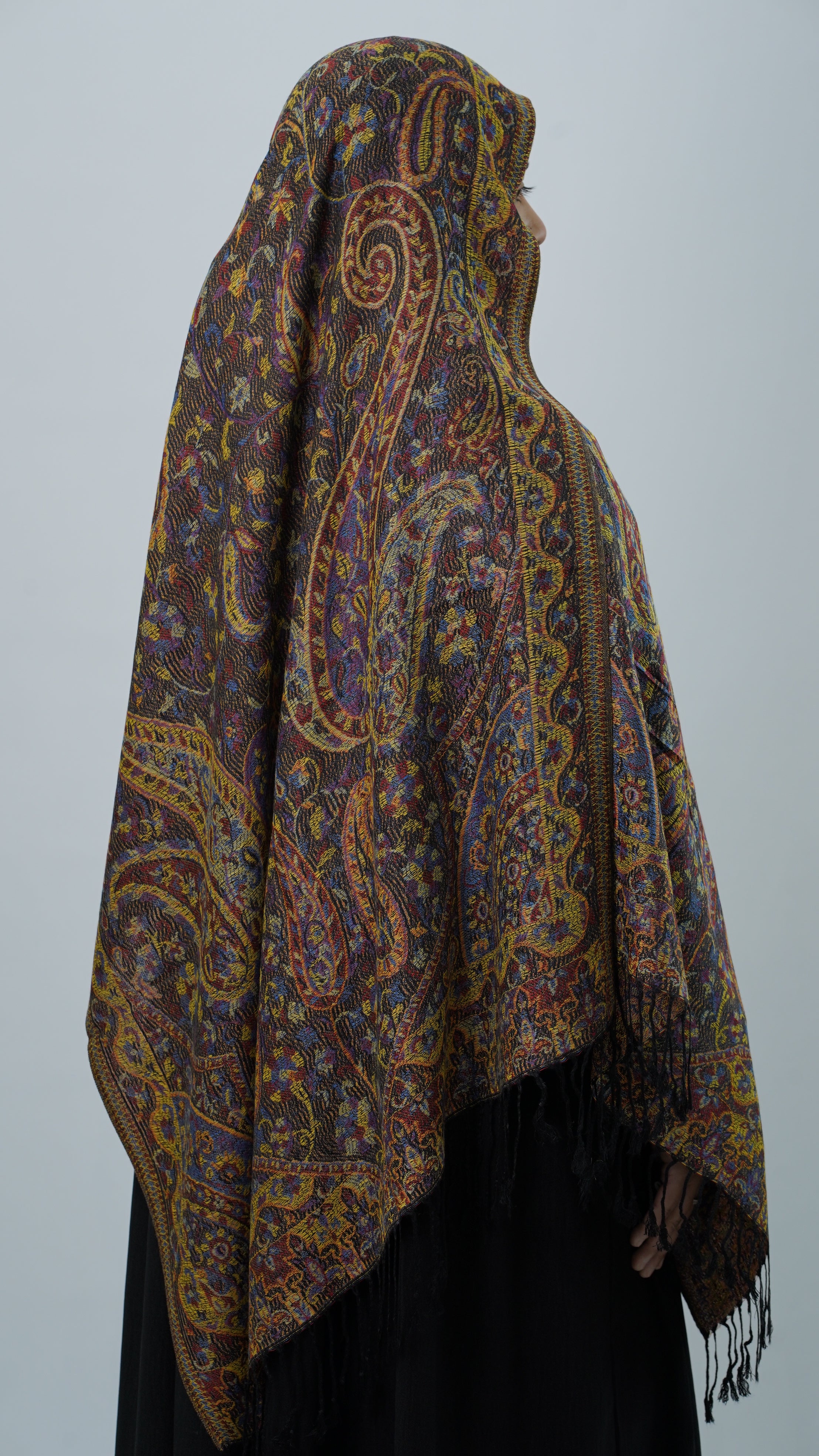 Pashmina Purple Orange Floral Shawl
