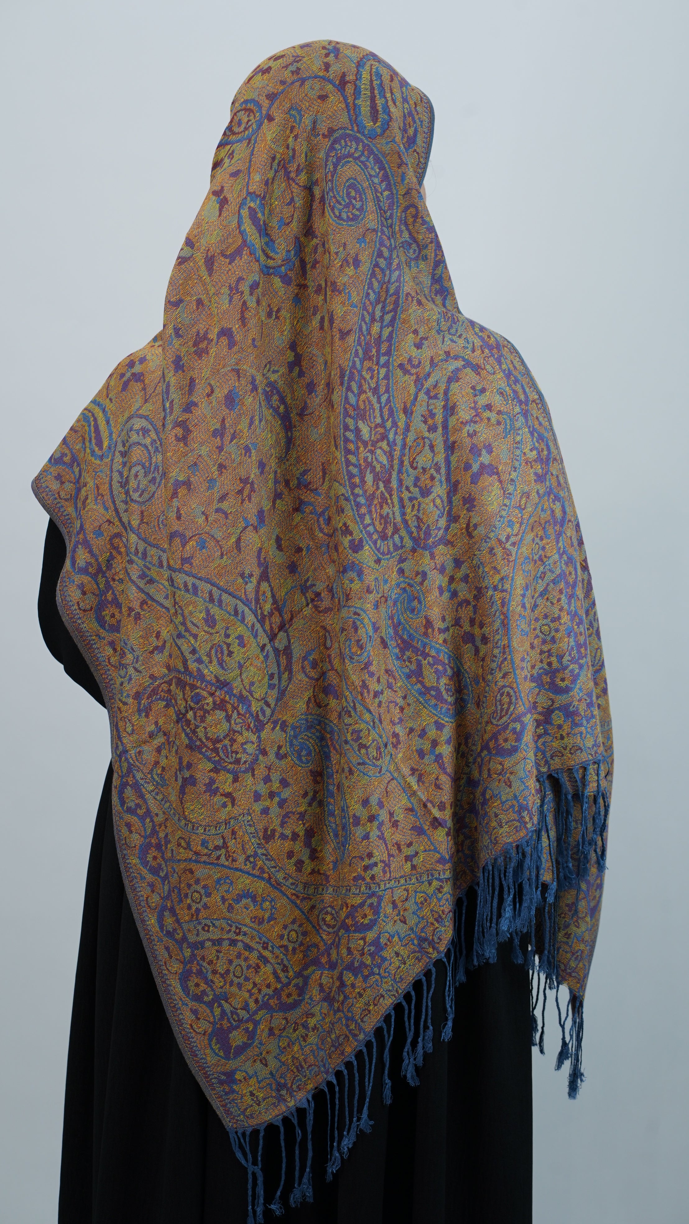 Pashmima Orange Blue Floral Shawl