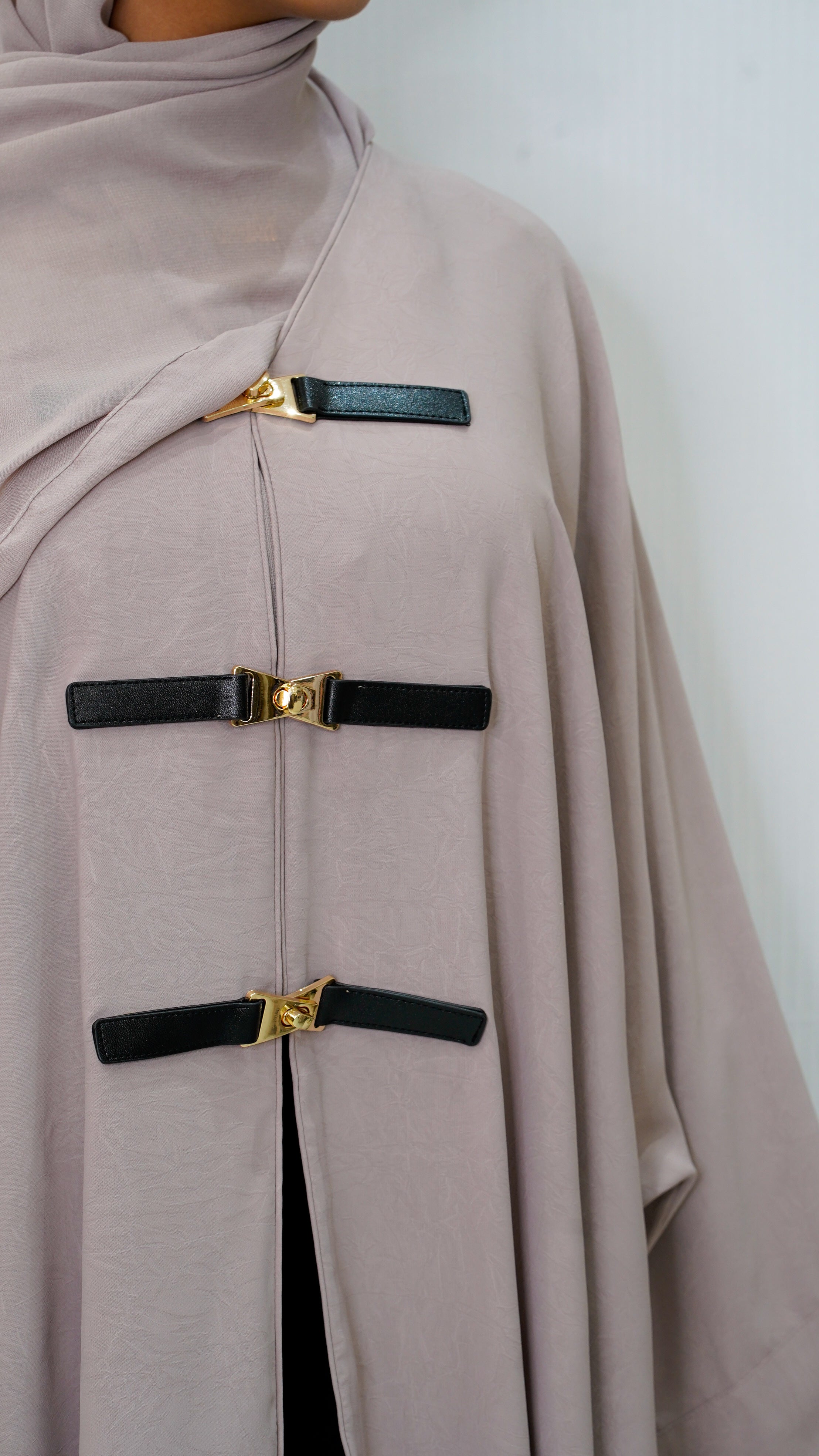 Nude Triple Belt Abaya