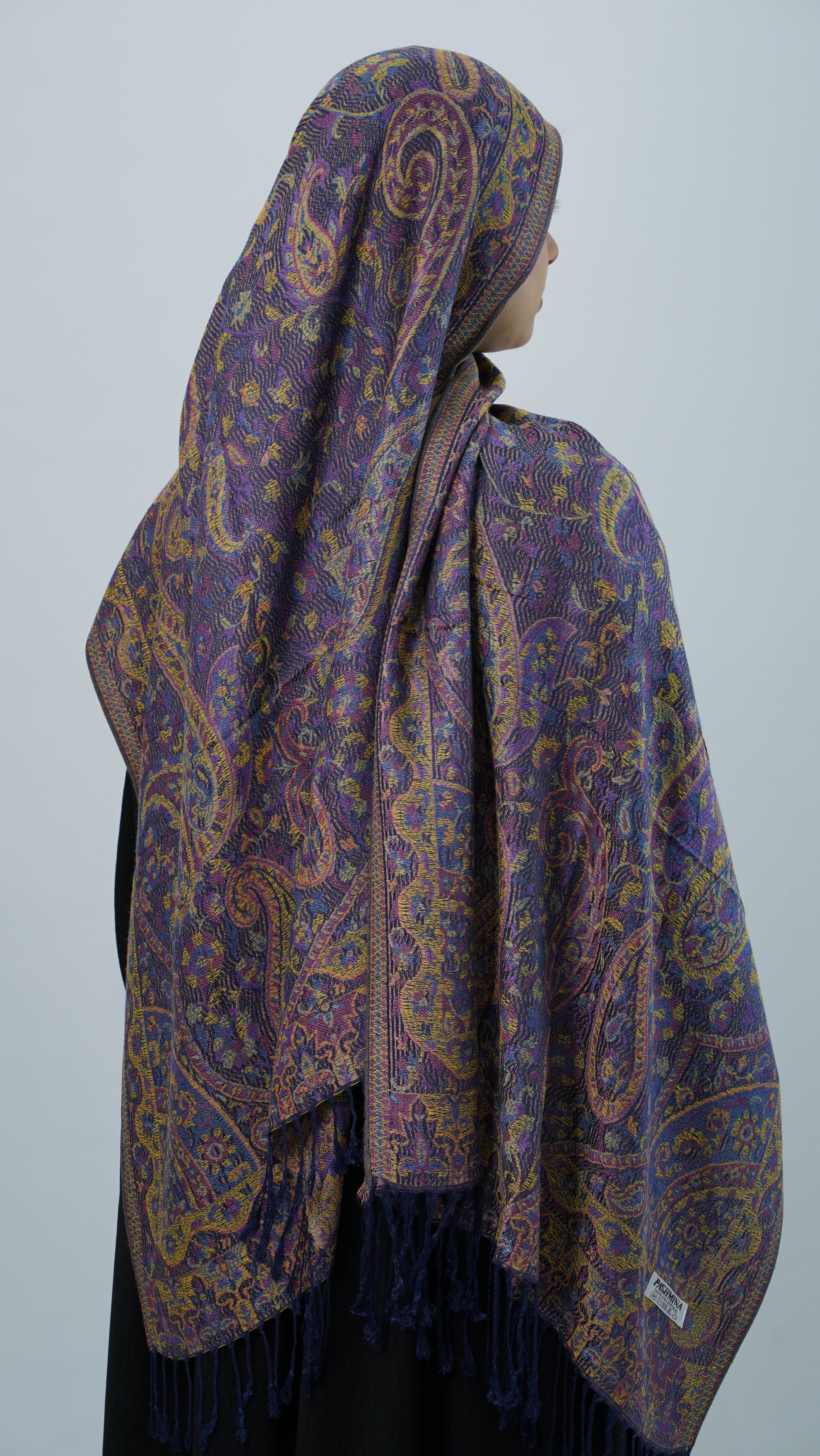 Pashmina Purple Mustard Floral Shawl