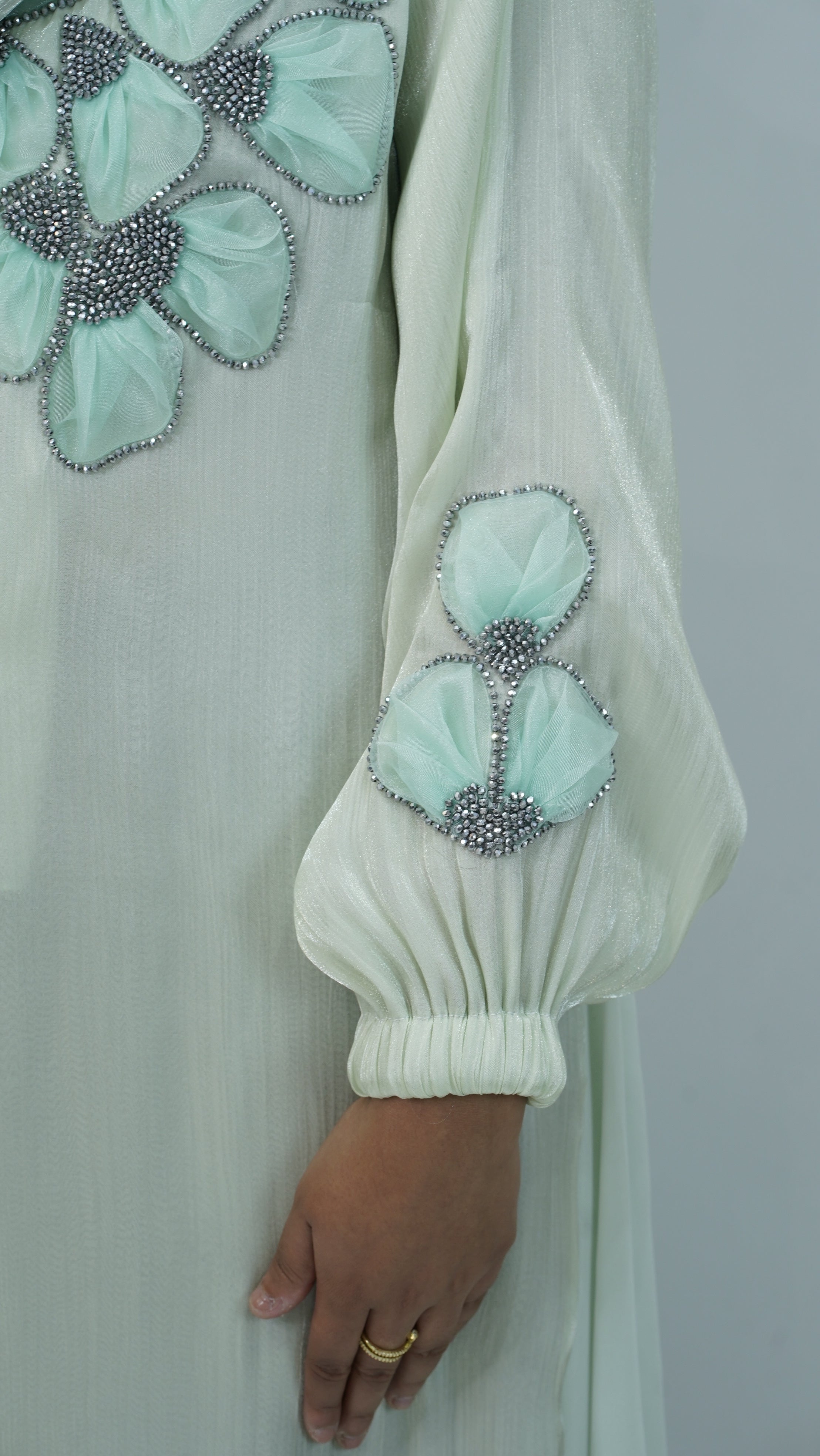 Mint Embroidery Closed Abaya