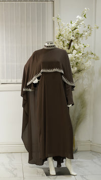Marjan cap abaya Chocolate Brown