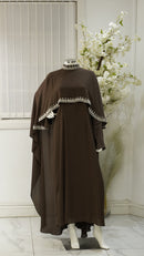 Marjan Cap Abaya - Chocolate Brown