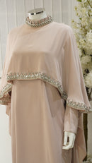 Marjan cap abaya Pink