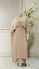 Marjan cap abaya Pink