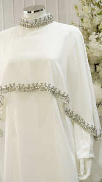 Marjan Cap Abaya - White