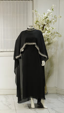 Marjan cap abaya Black