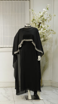 Marjan cap abaya Black