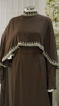 Marjan Cap Abaya - Chocolate Brown
