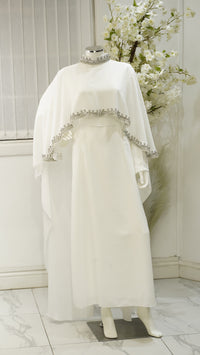 Marjan cap abaya white