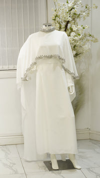 Marjan Cap Abaya - White