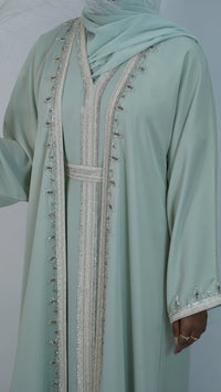 Ayaa Embroidery Caftan - Mint Green
