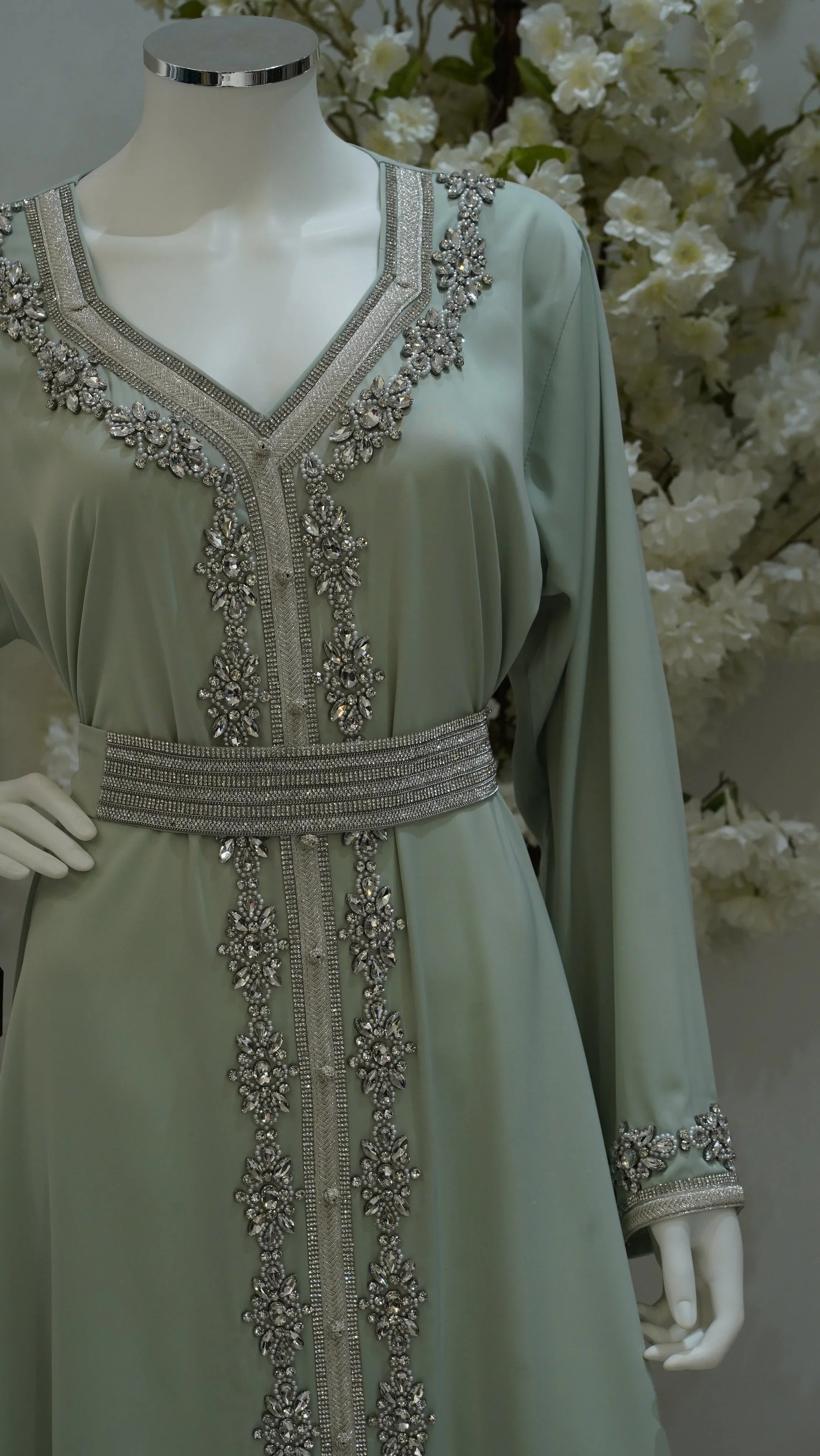 Sumaya Luxury Caftan - Light Green
