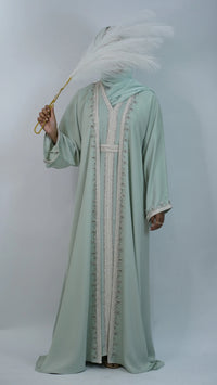 Ayaa Embroidery Caftan - Mint Green