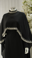 Marjan cap abaya Black