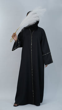 Sahar Black linen Abaya