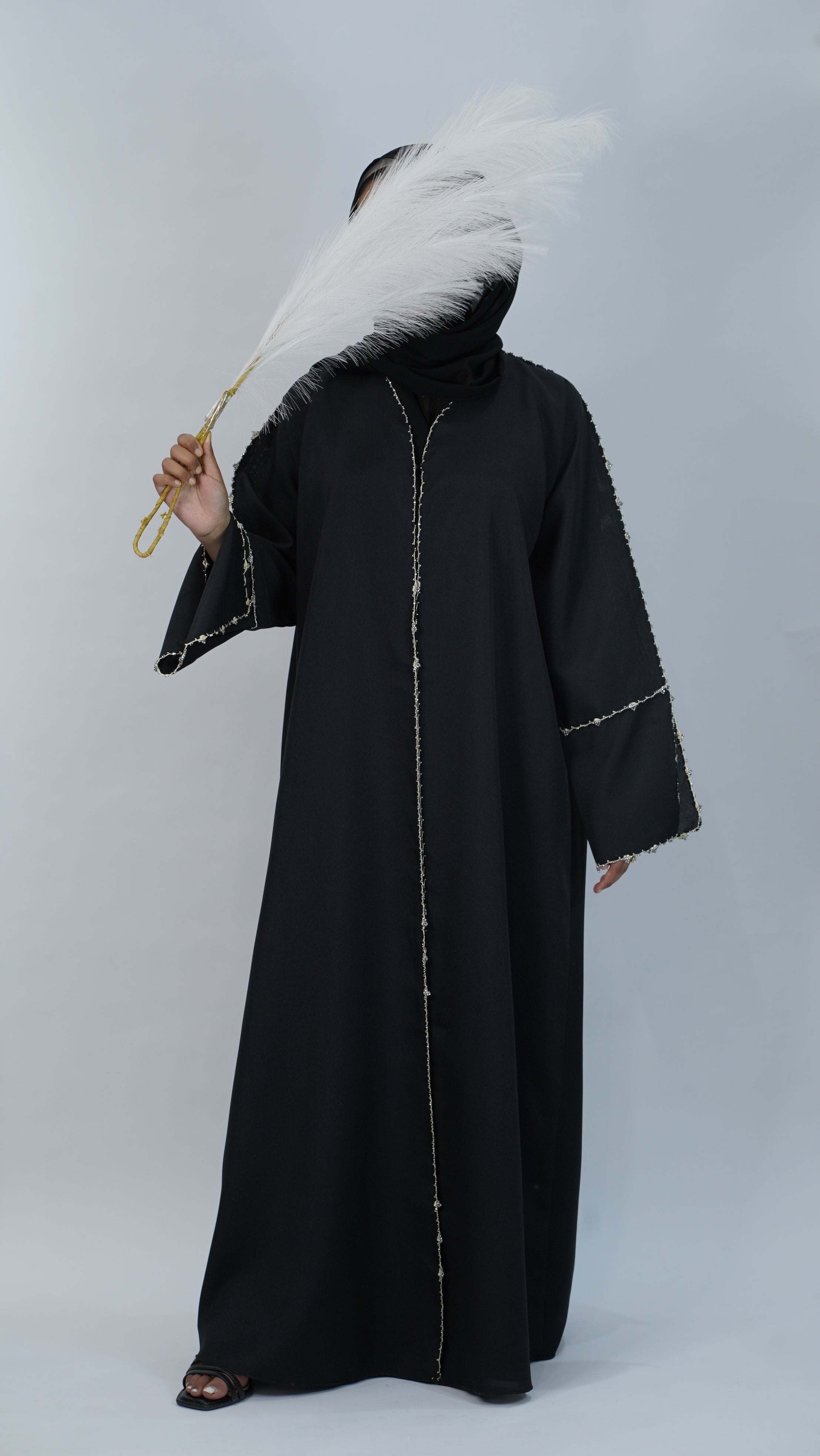 Sahar Black linen Abaya