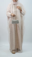 Stone Net Farasha Abaya Peach